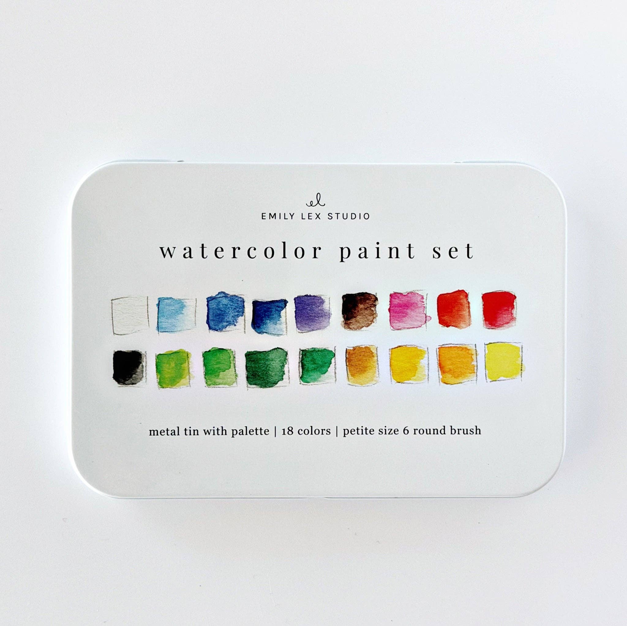 Watercolor paint set 18 colors with brush | Emily Lex Studio
