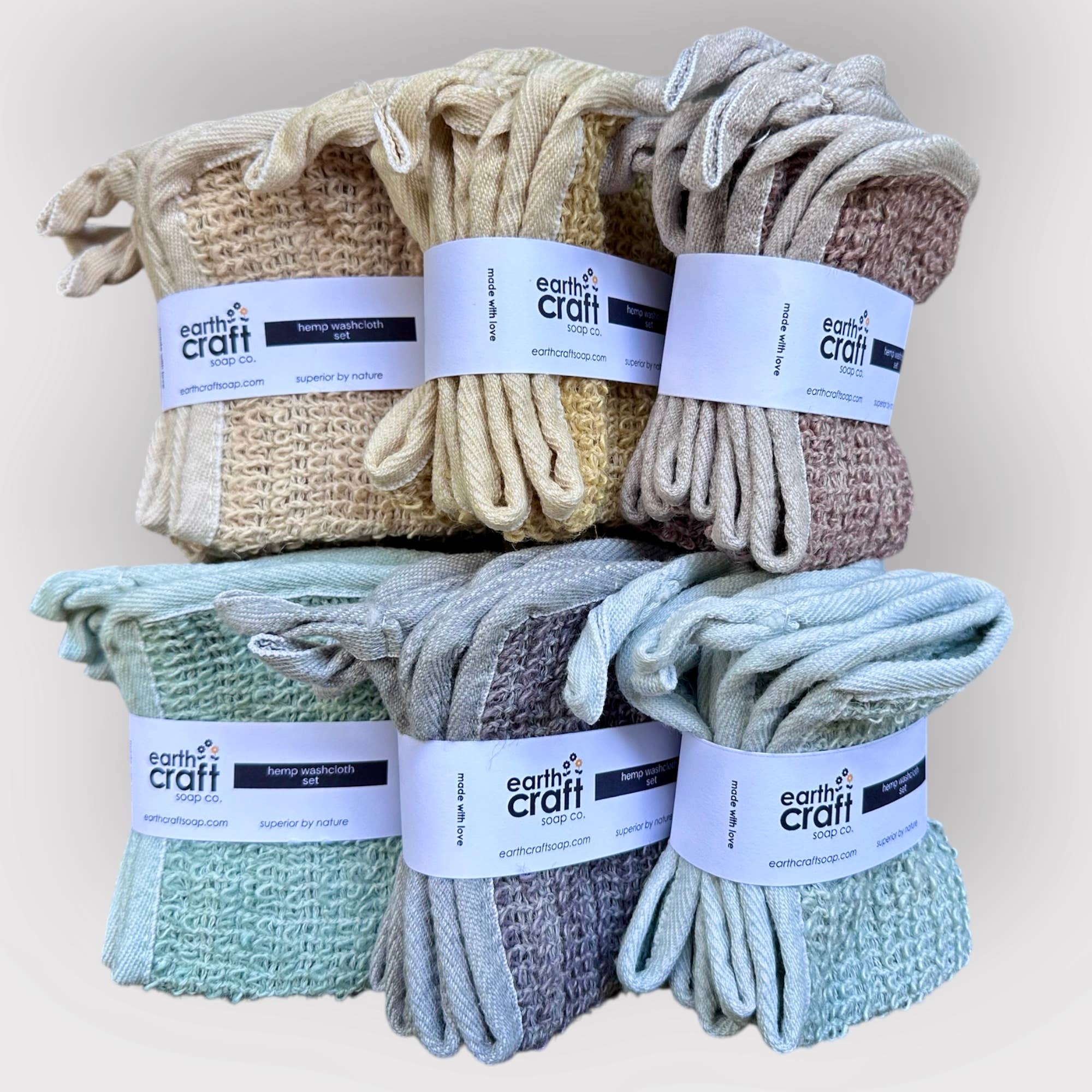 Hemp Washcloth set of 3 Hand-Dyed, Single Hue