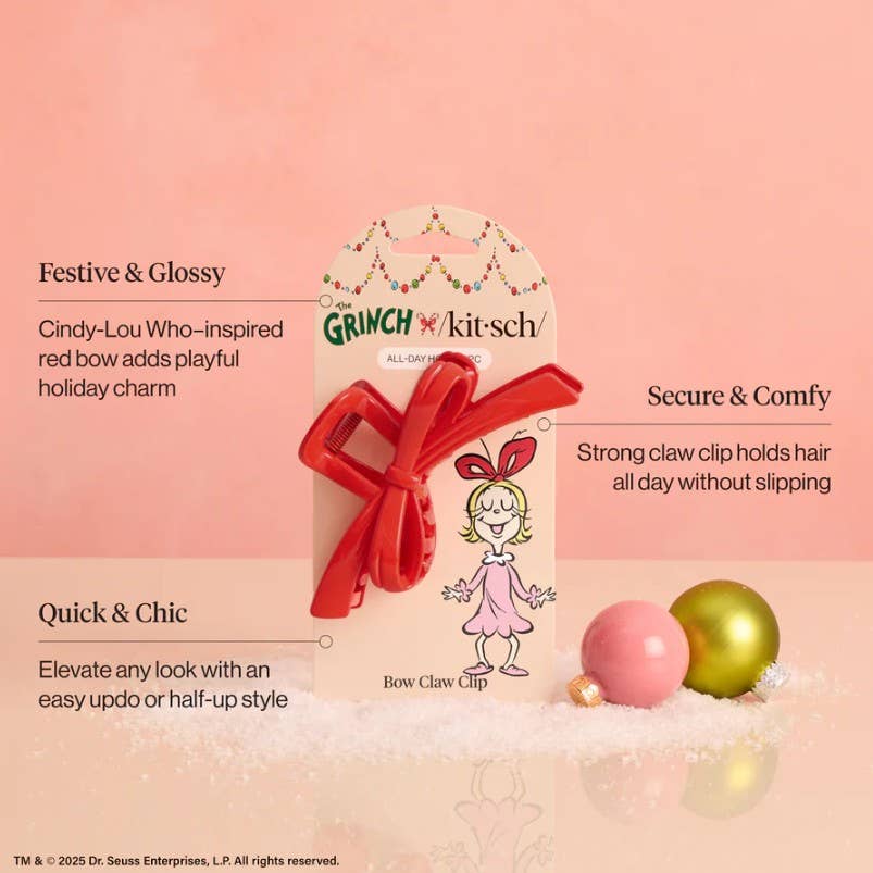 The Grinch x Kitsch Red Bow Claw Clip | Kitsch