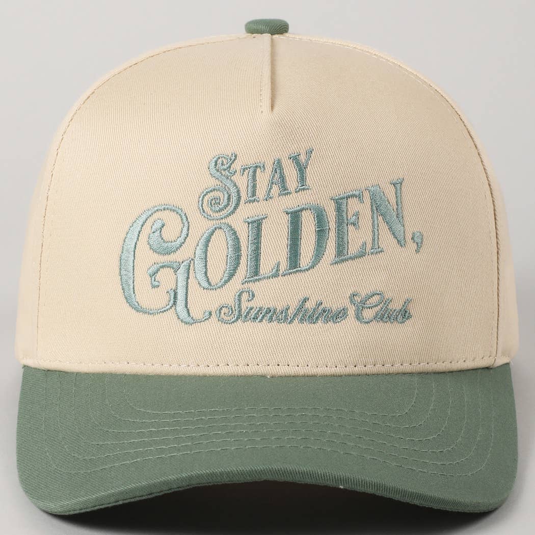 Stay Golden Sunshine Club Embroidery Trucker Hat | Fashion City