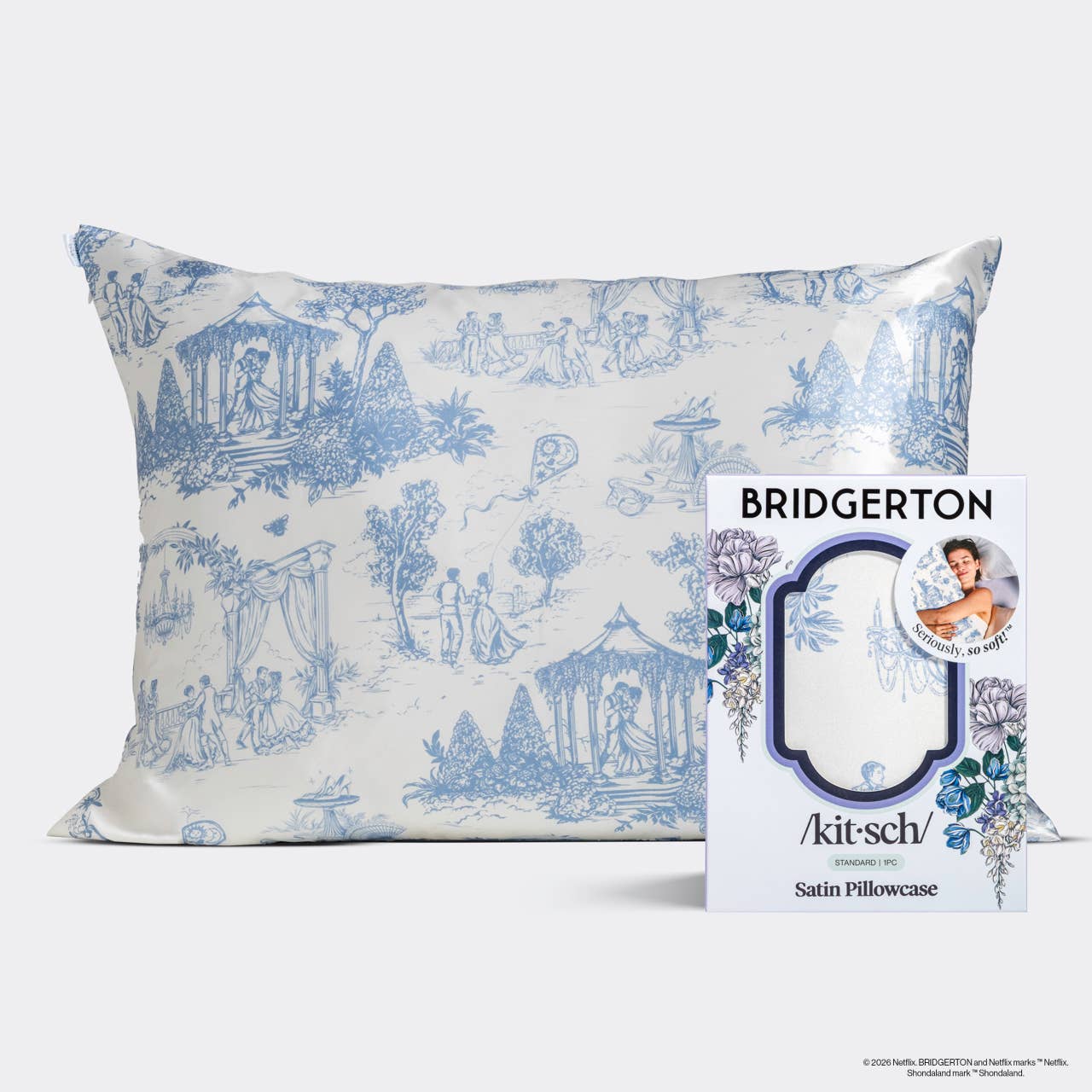 Bridgerton x Kitsch Satin Pillowcase in Garden Toile | KITSCH