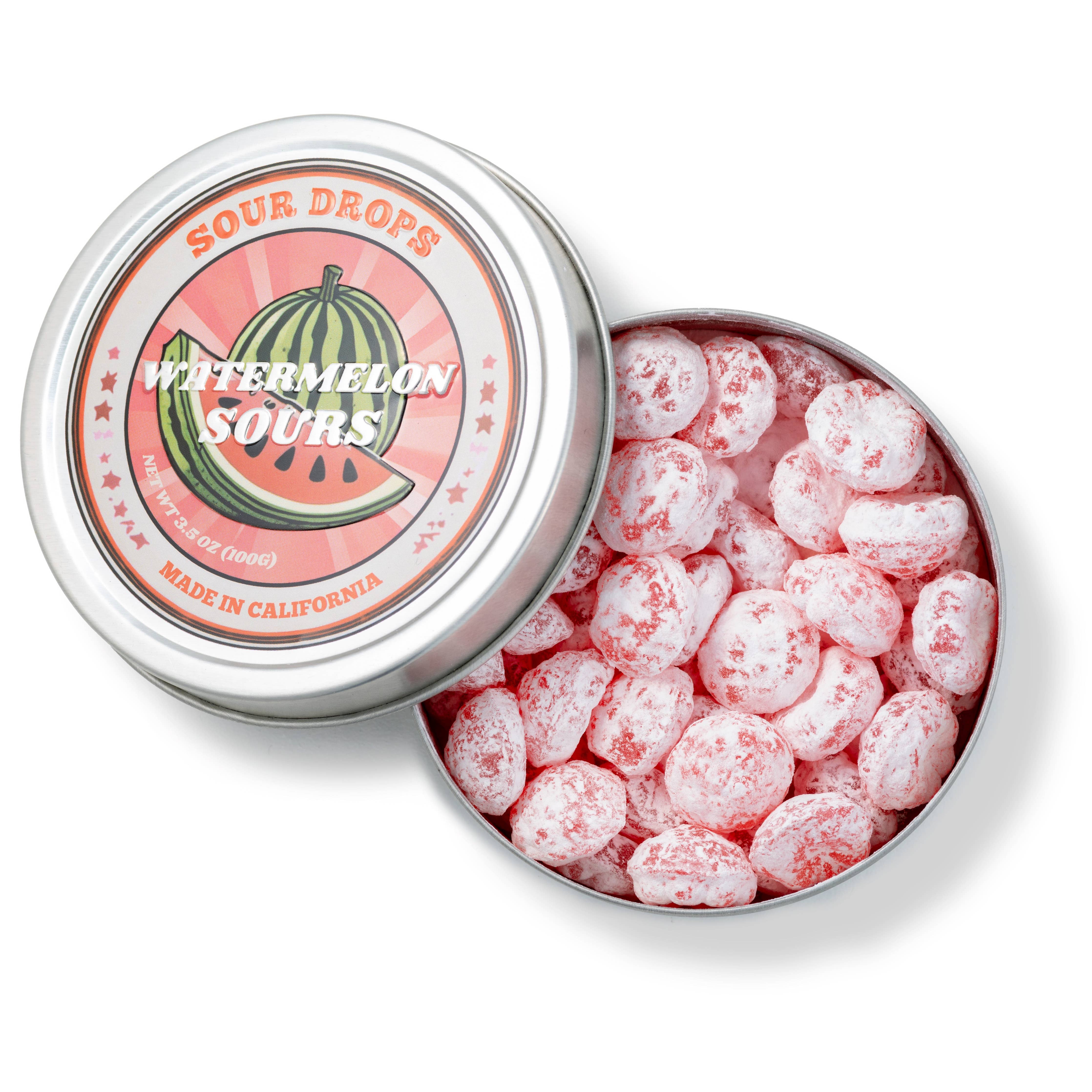 Watermelon Sours: 3.5oz Dye-Free Candy Tins | Sour Drops