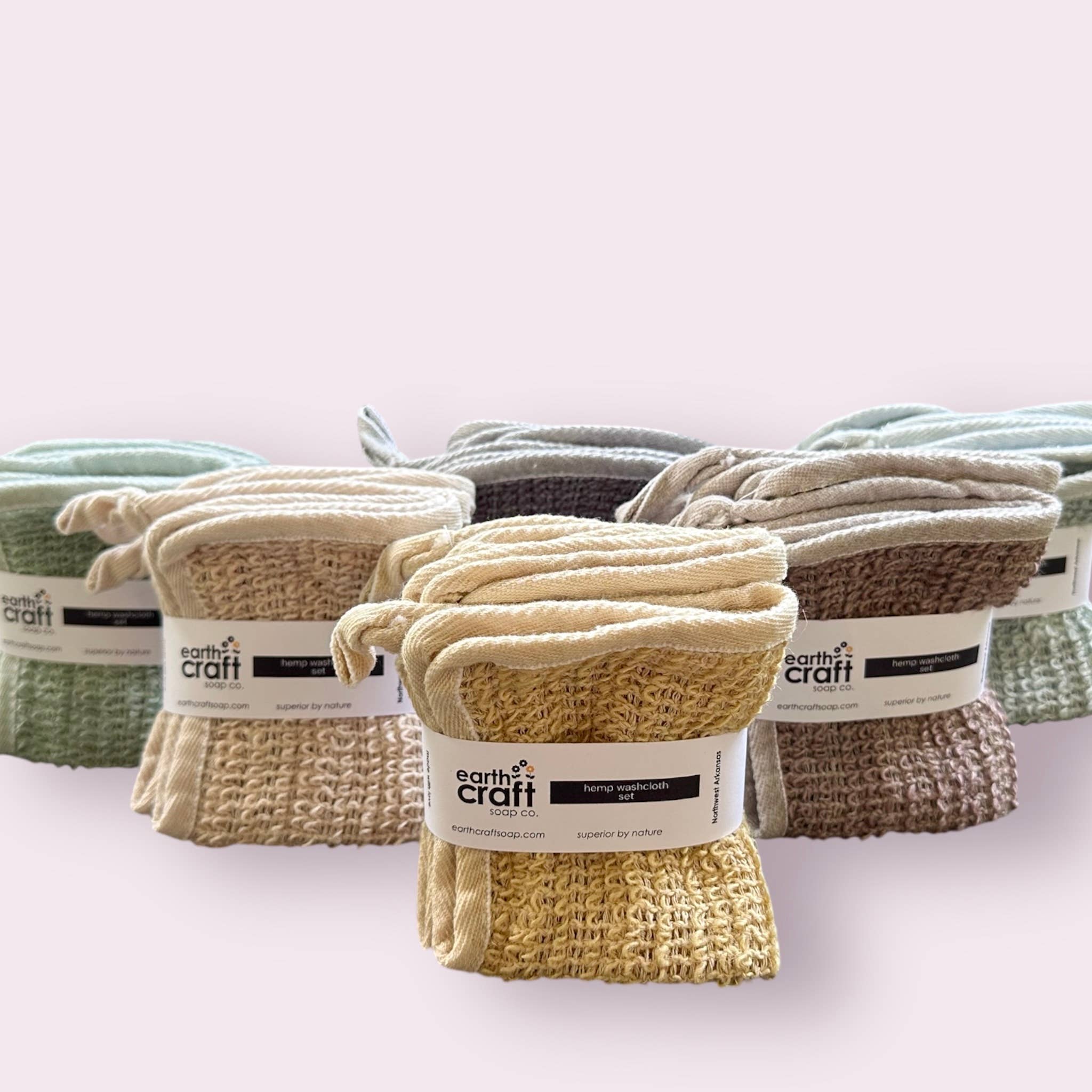 Hemp Washcloth set of 3 Hand-Dyed, Single Hue