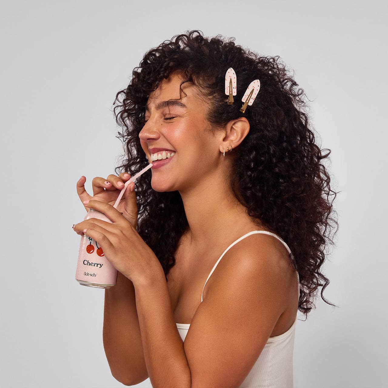 Recycled Plastic Creaseless Clips 4pc Set- Cherry Print | Kitsch