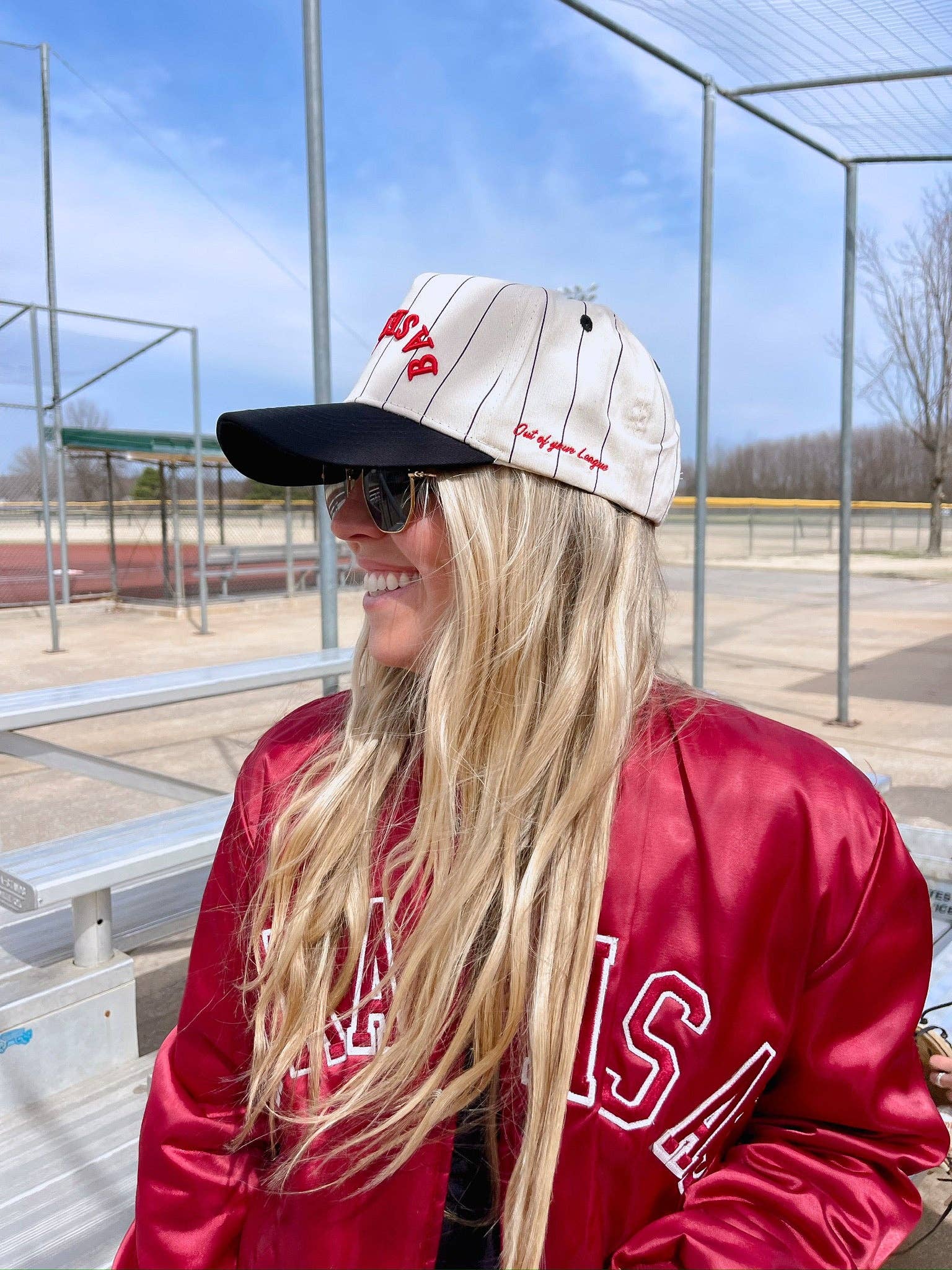 BASEBALL - Red on Black Stripe Vintage Hat | Kenzkustomz