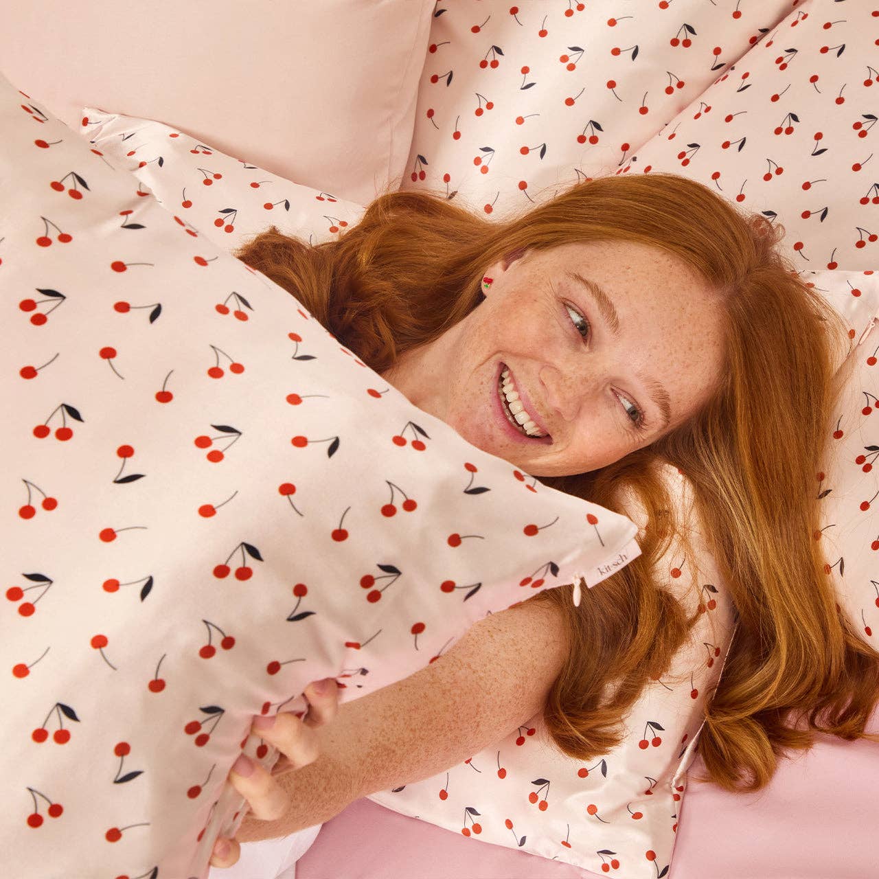 Satin Pillowcase Standard in Cherry Print | Kitsch