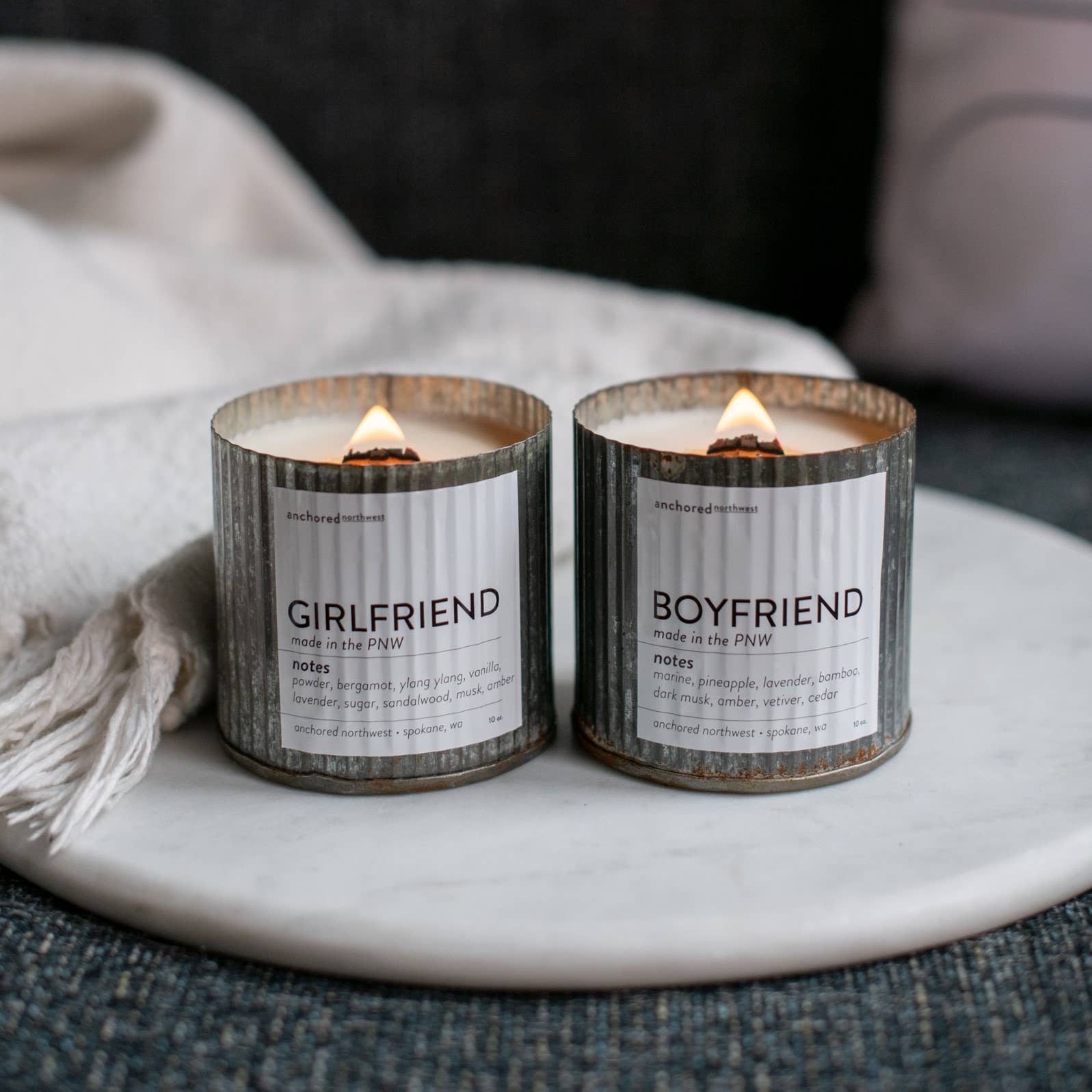 Boyfriend Valentine's Day Rustic Vintage Wood Wick Candle | Anchored Northwest