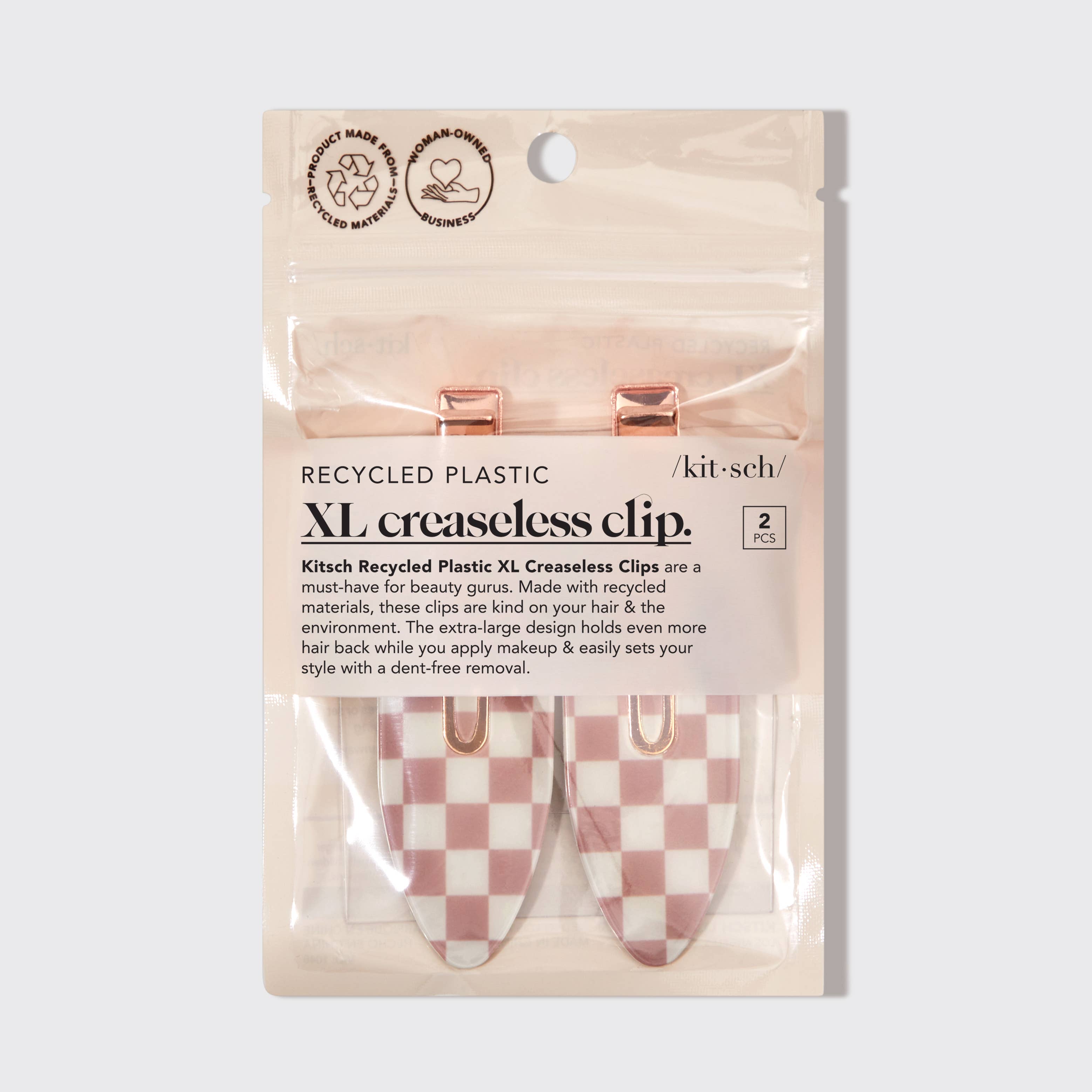 Recycled Plastic XL Creaseless Clips 2pc Set -Terracotta | KITSCH