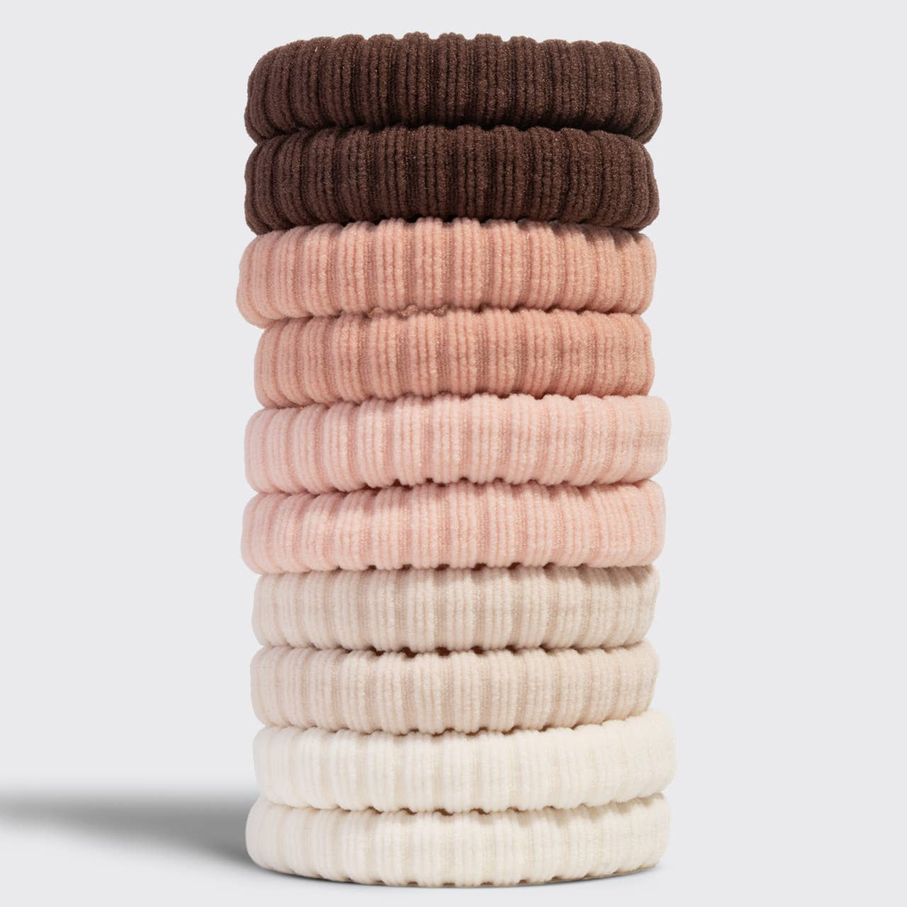 Recycled Fabric Ribbed Hair Elastics 10pc Set - Blush | KITSCH