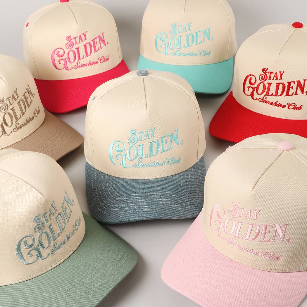 Stay Golden Sunshine Club Embroidery Trucker Hat | Fashion City