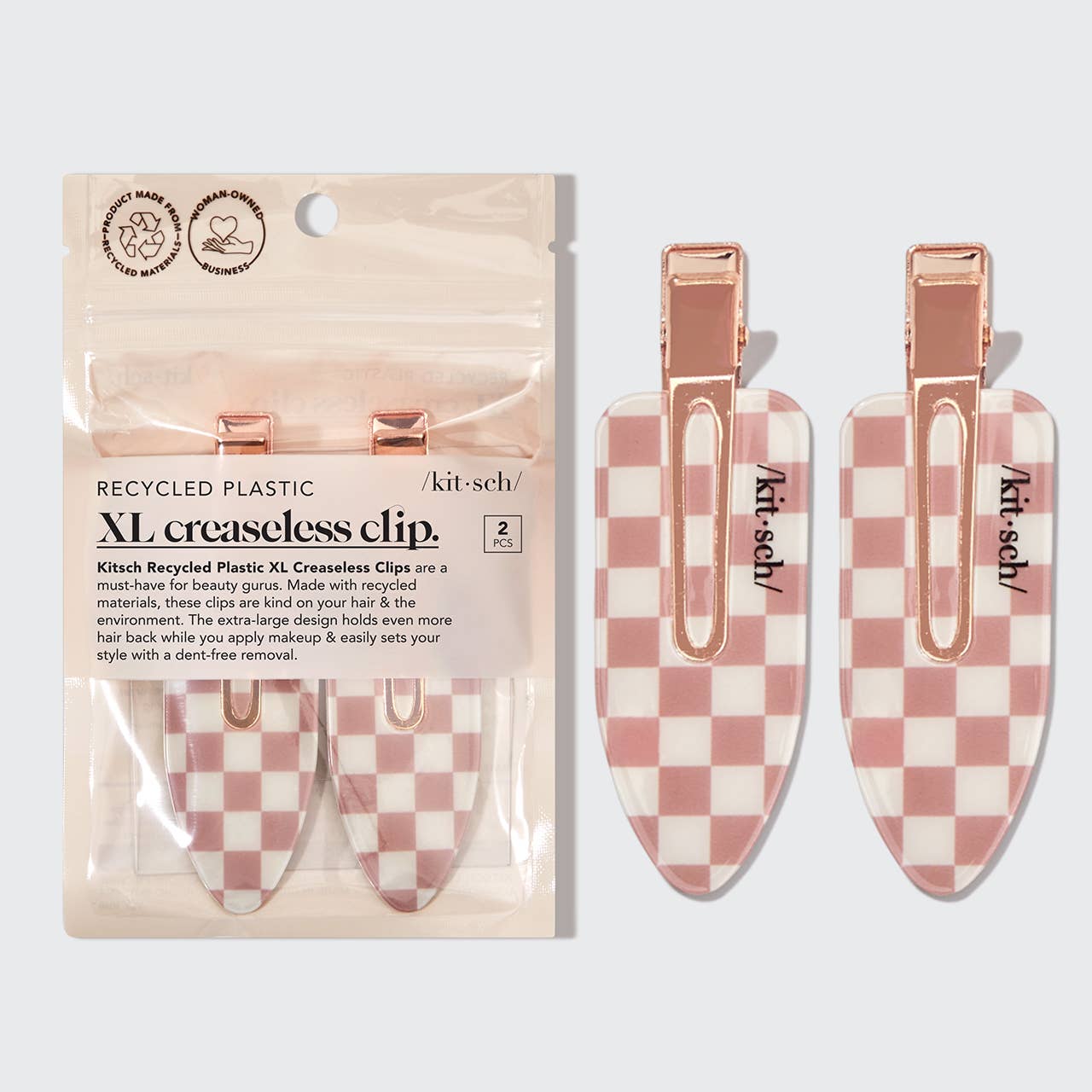 Recycled Plastic XL Creaseless Clips 2pc Set -Terracotta | KITSCH
