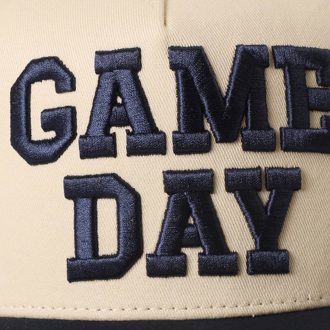 GAME DAY 3D Letter Embroidered Two-Tone Trucker Hat | Fashion City