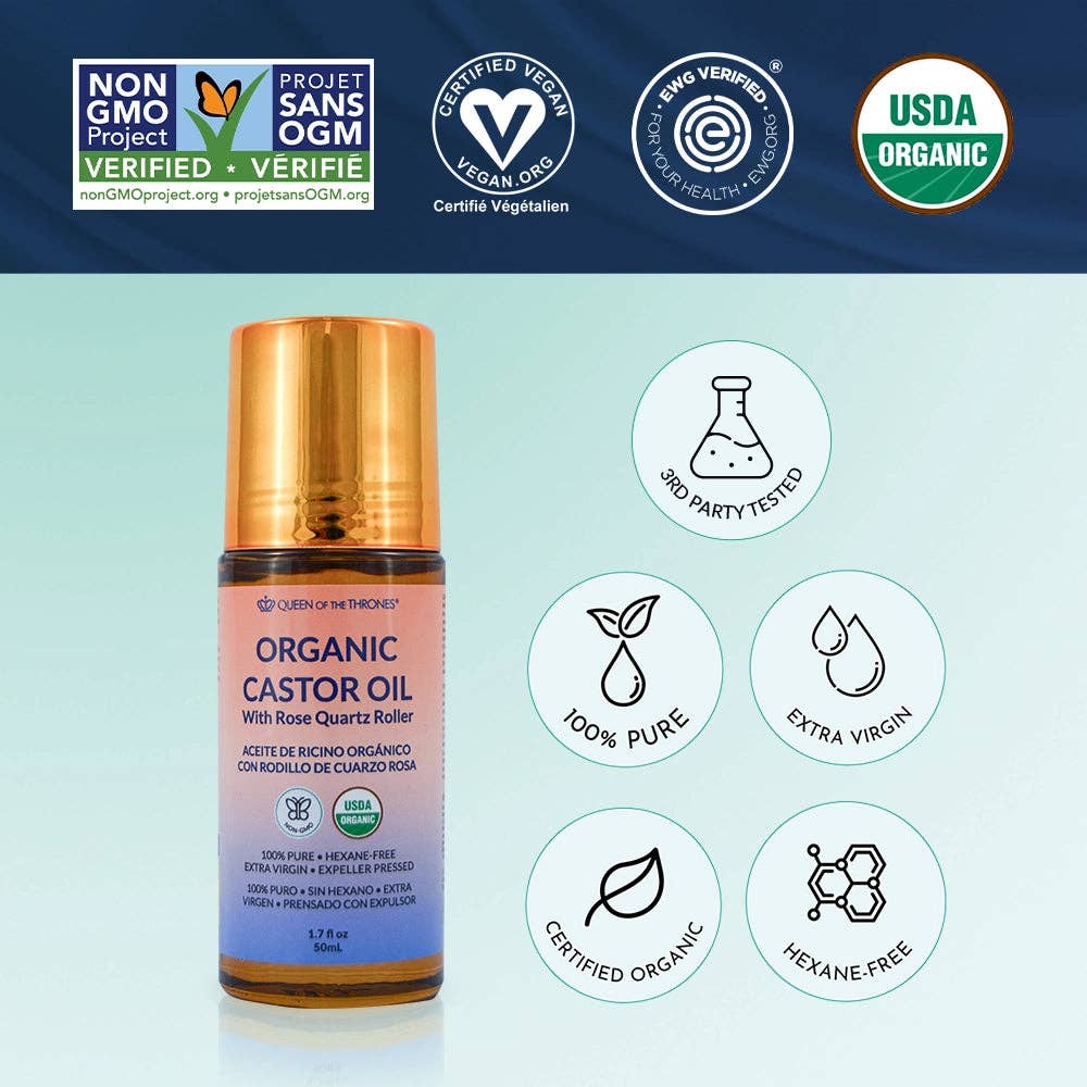 Organic Castor Oil Roll-On 1.7oz | Queen of the Thrones