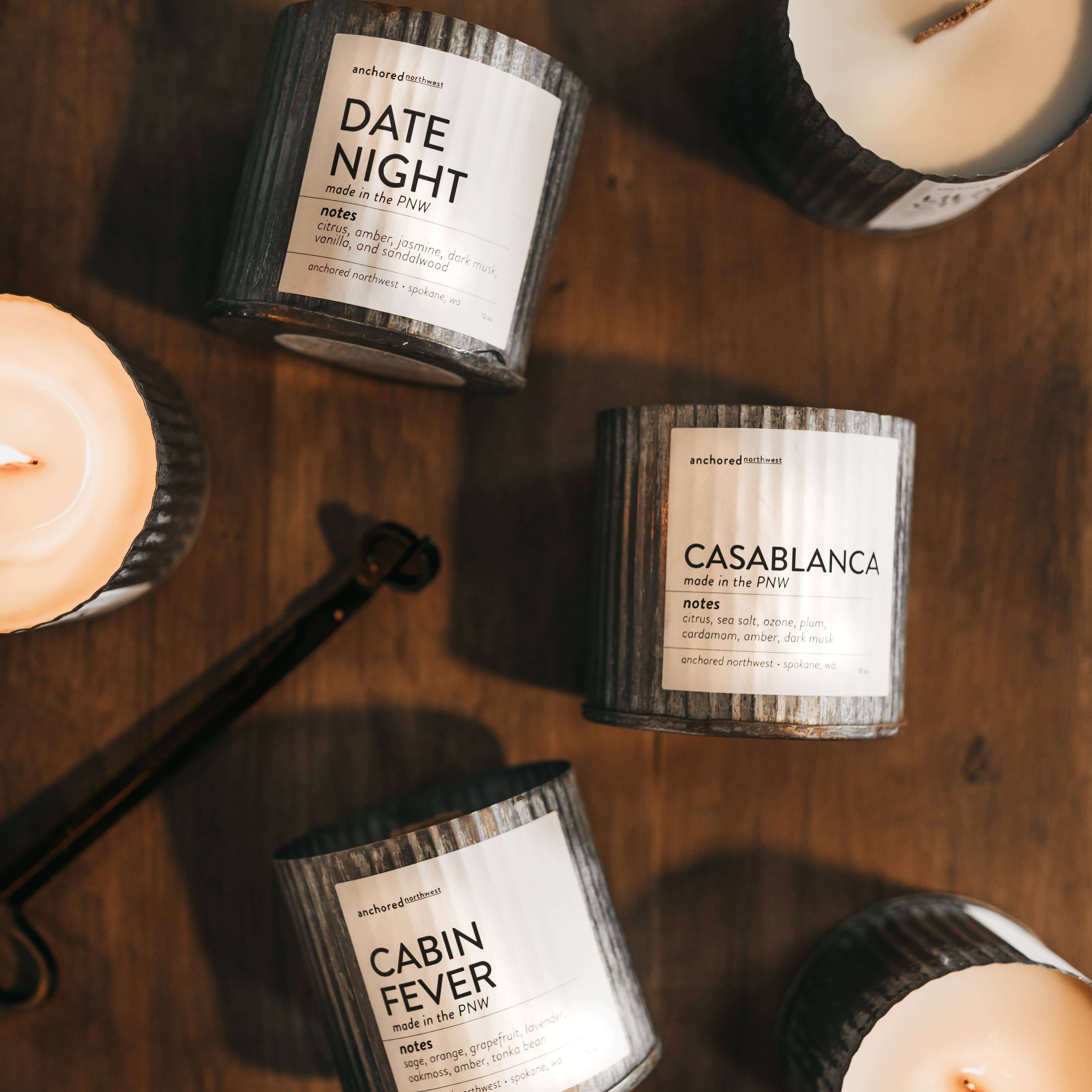 Boyfriend Valentine's Day Rustic Vintage Wood Wick Candle | Anchored Northwest
