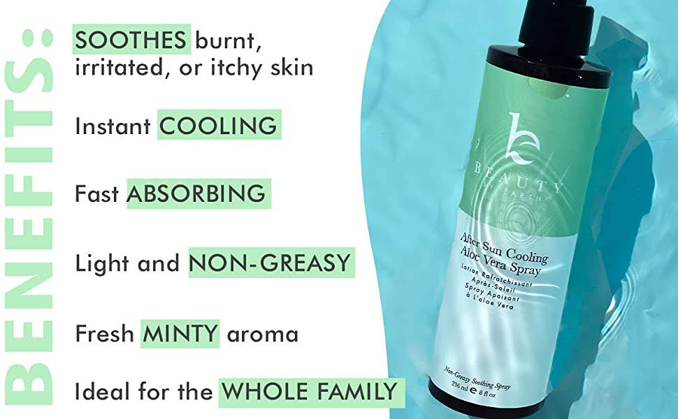 After Sun Aloe Vera Cooling Spray 8 oz | Beauty By Earth