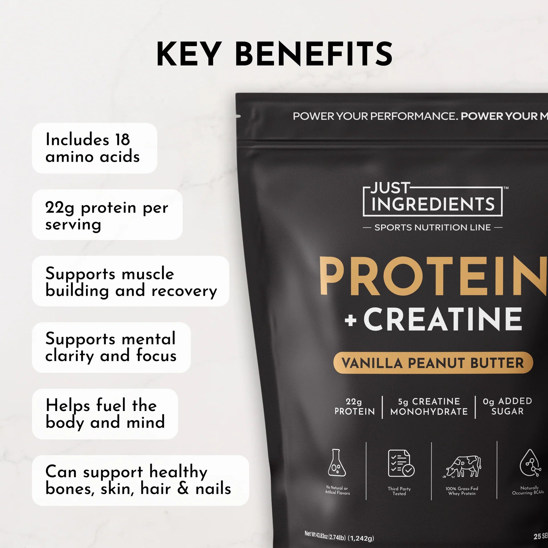 Vanilla Peanut Butter Protein + Creatine | Just Ingredients