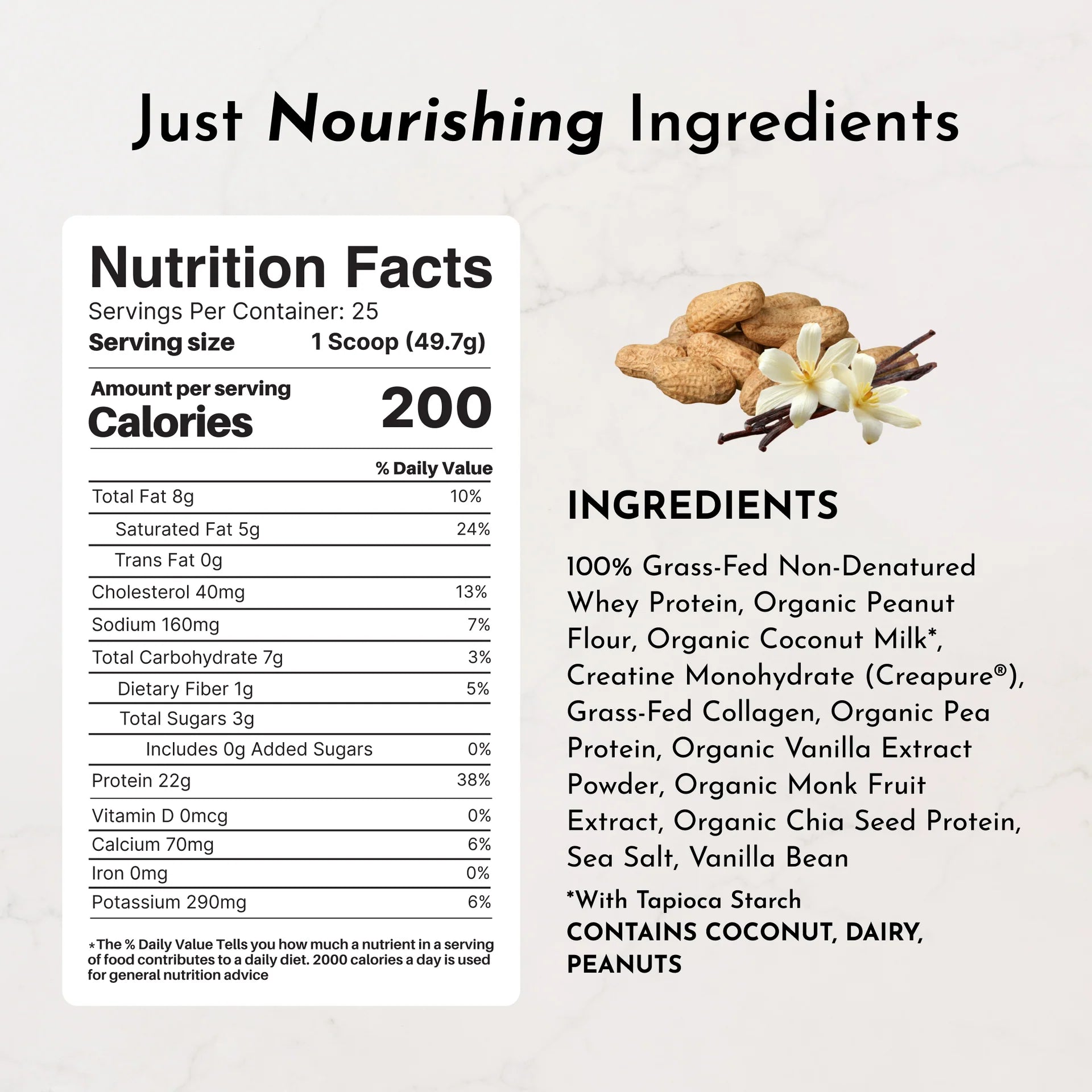 Vanilla Peanut Butter Protein + Creatine | Just Ingredients