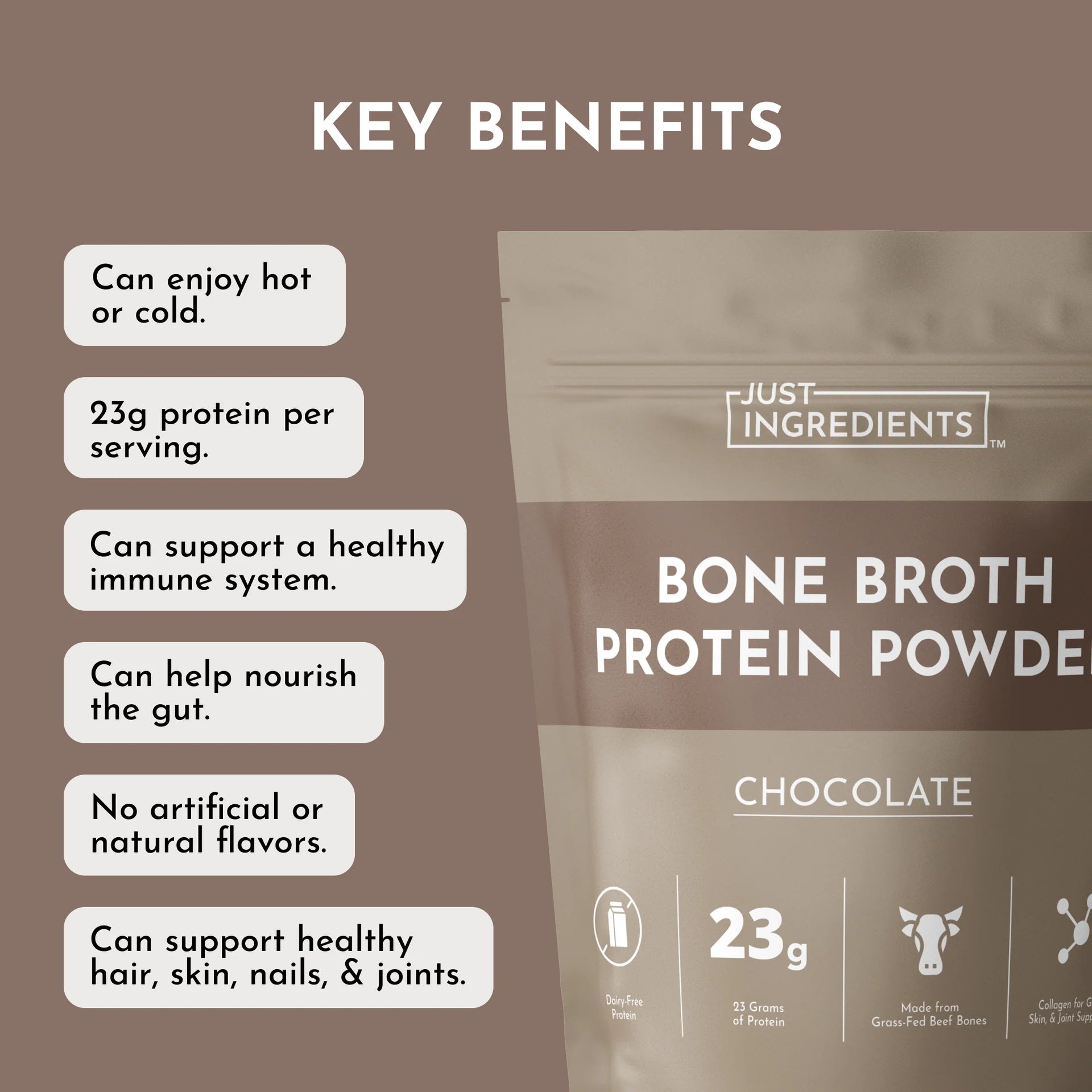 Chocolate Bone Broth Protein Powder | Just Ingredients