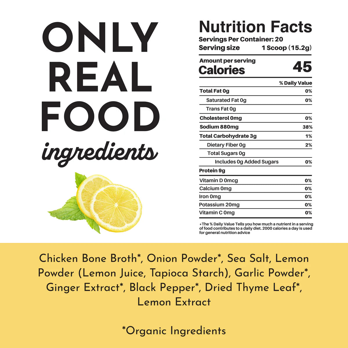 Lemon Herb Chicken Bone Broth | Just Ingredients