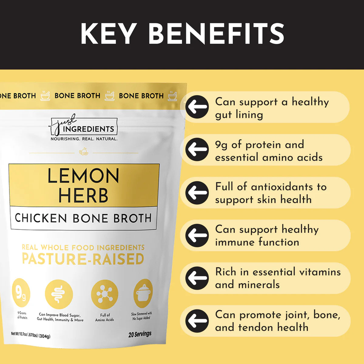 Lemon Herb Chicken Bone Broth | Just Ingredients