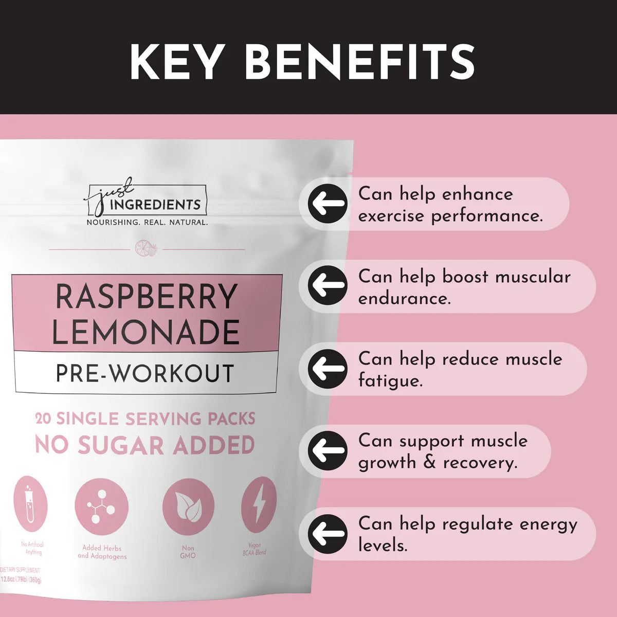 Pre-Workout Single Serving (20 pack) | Just Ingredients