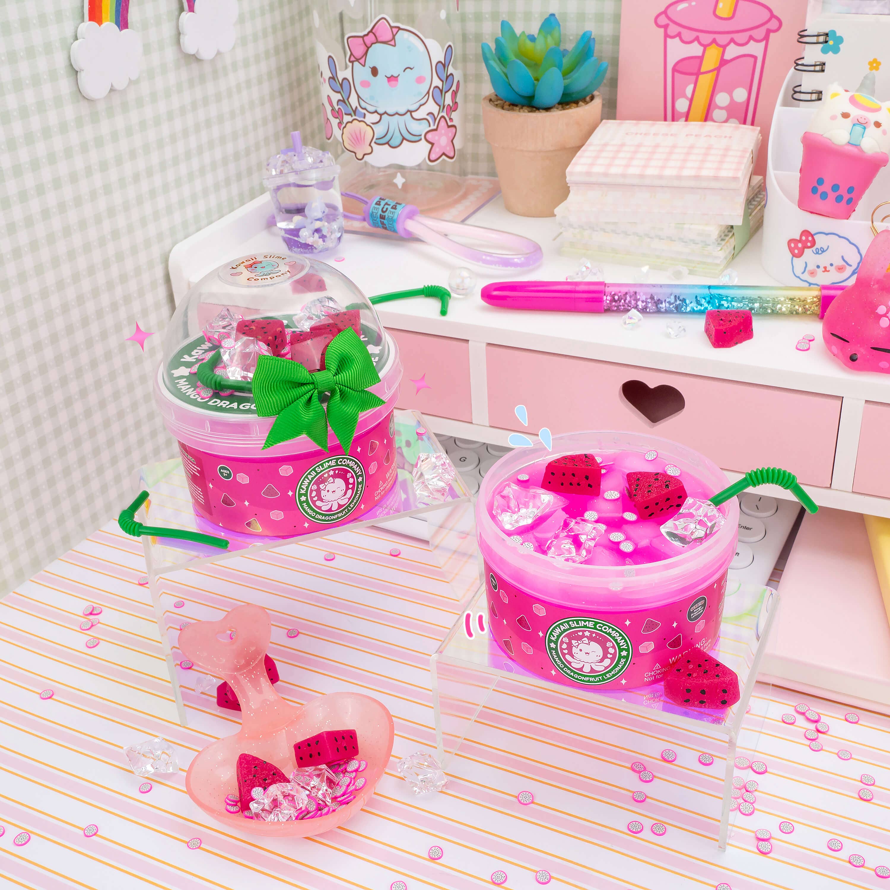 Mango Dragonfruit Lemonade Refresher Jelly Cube Signature Dome™ Slime | Kawaii Slime