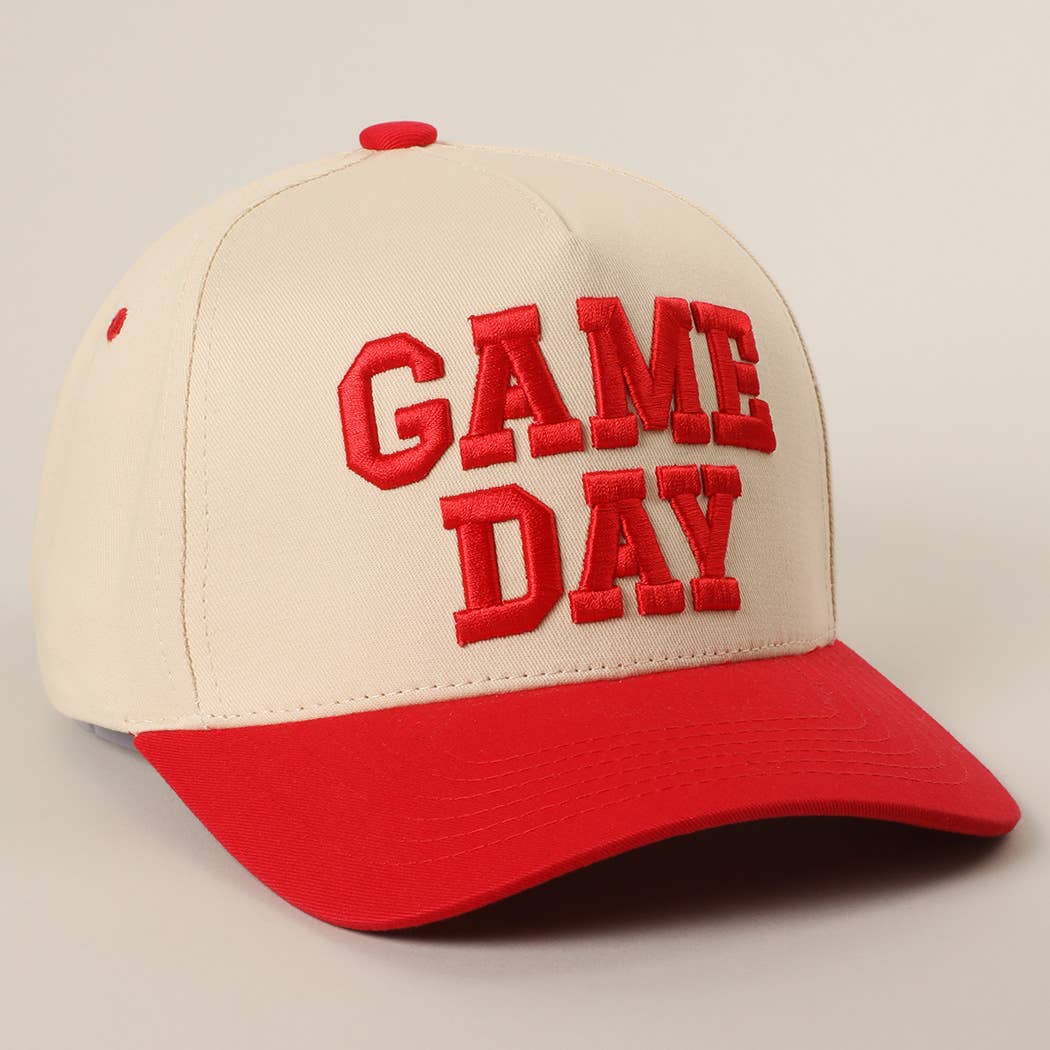 GAME DAY 3D Letter Embroidered Two-Tone Trucker Hat | Fashion City