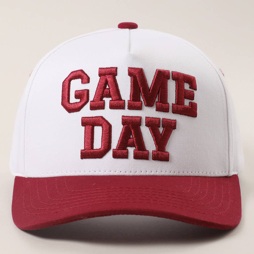 GAME DAY 3D Letter Embroidered Two-Tone Trucker Hat | Fashion City