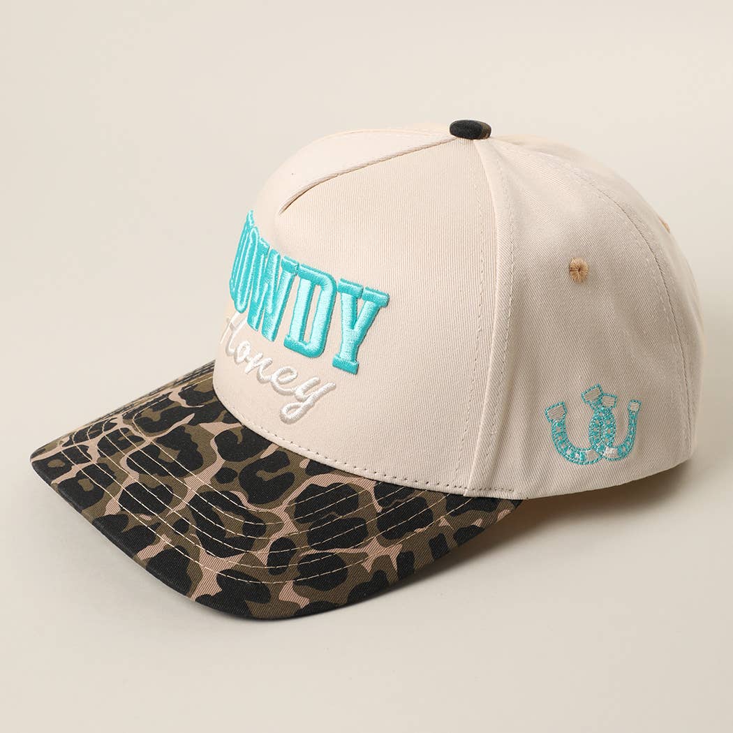 HOWDY HONEY 3D Embroidered Animal Print Brim Trucker Hat | Fashion City