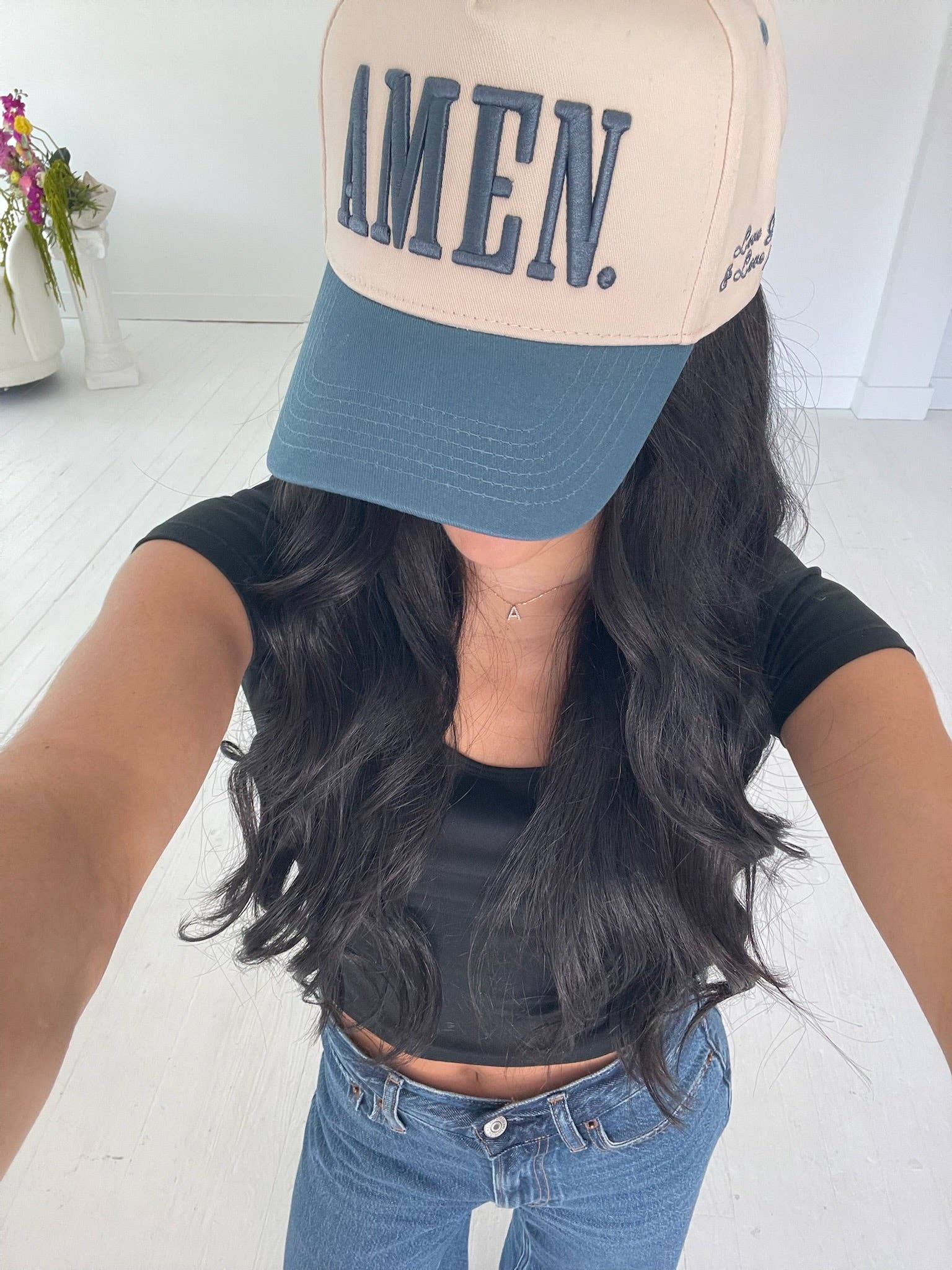 AMEN. - Slate Blue Vintage Trucker Hat | Kenzkustomz