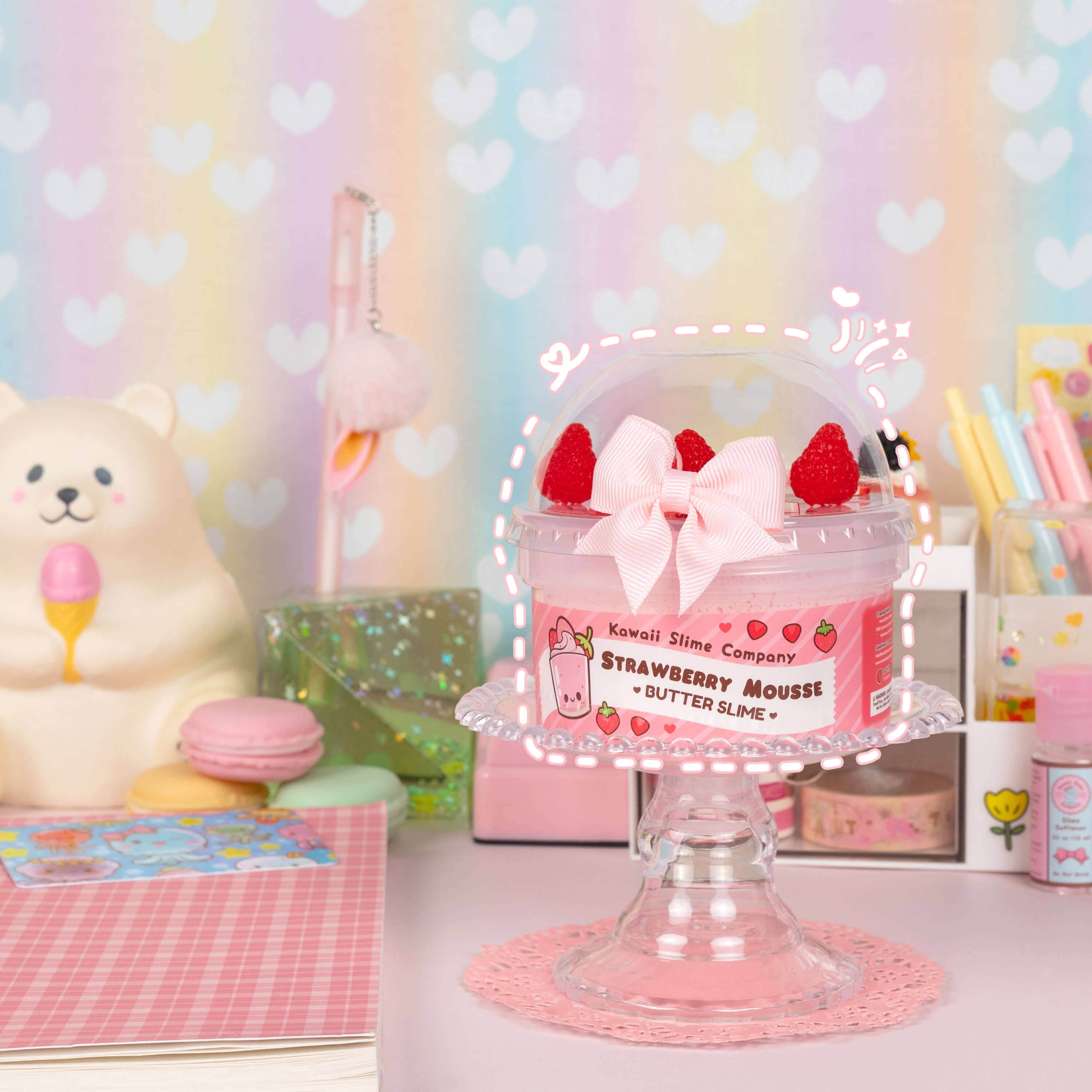 Strawberry Mousse Fluffy Butter Signature Dome™ Slime | Kawaii Slime