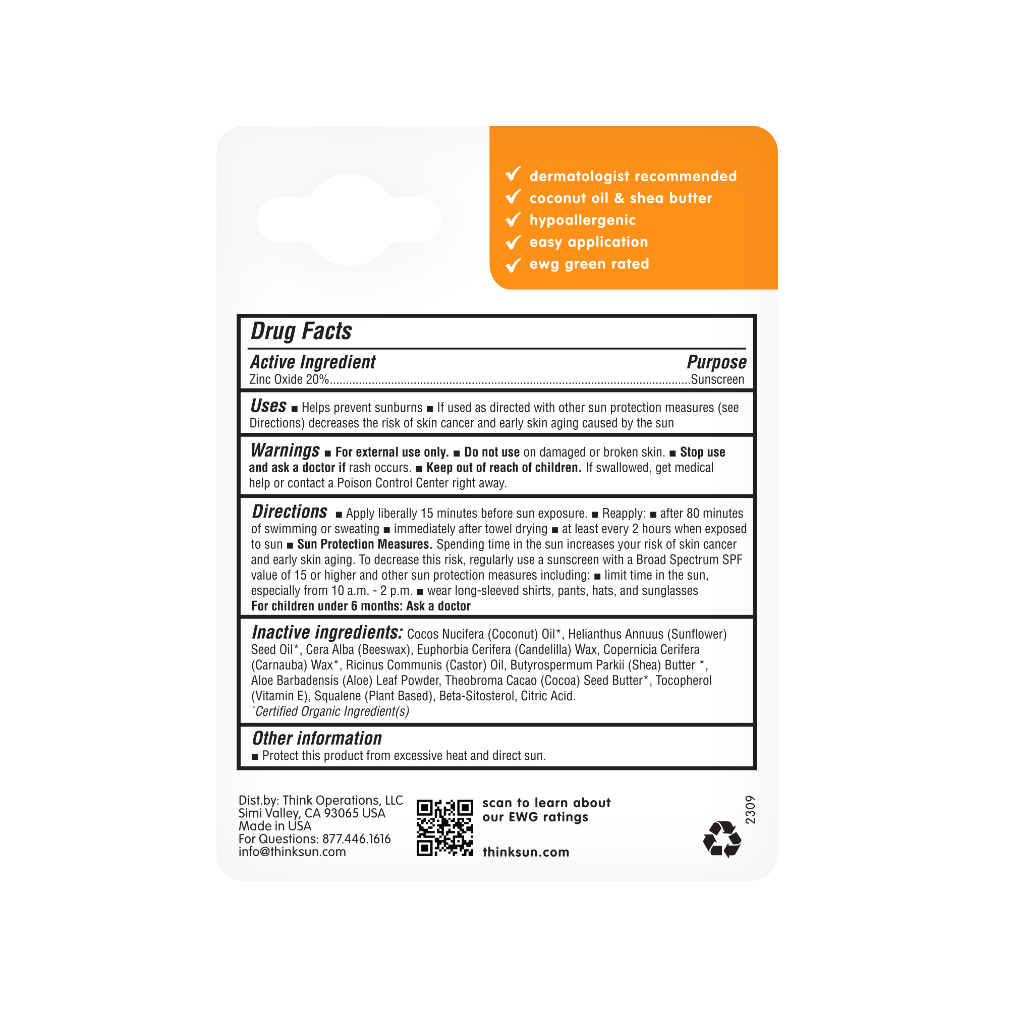 Baby SPF 30 Face & Body Sunscreen Stick | ThinkSun