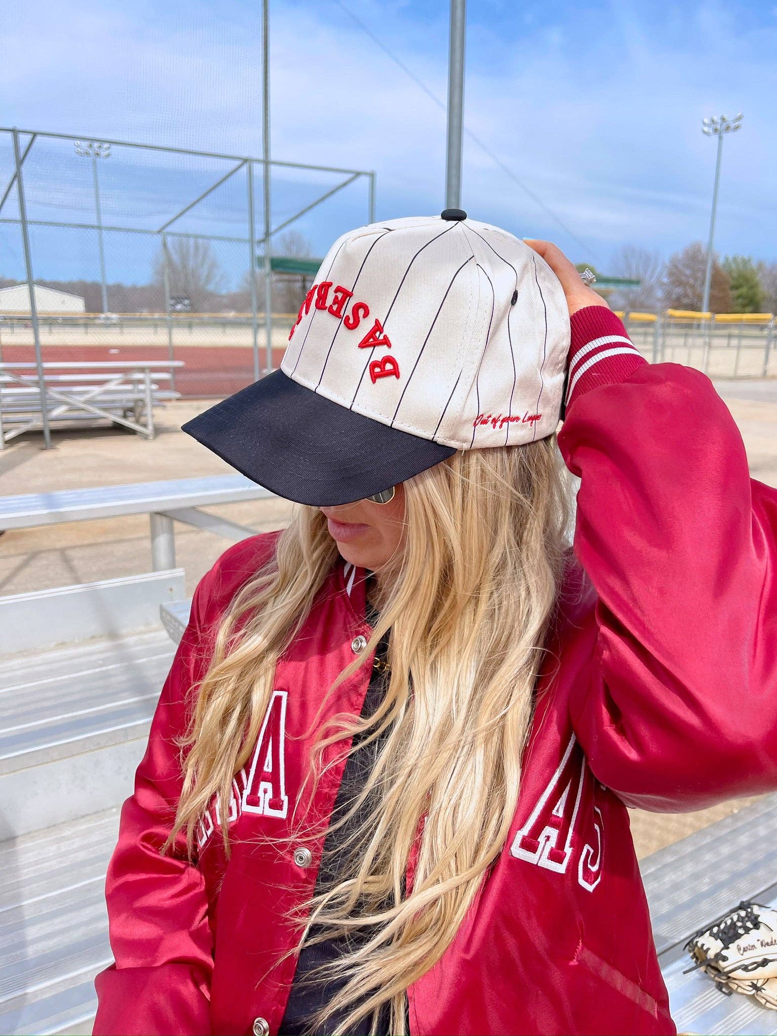 BASEBALL - Red on Black Stripe Vintage Hat | Kenzkustomz