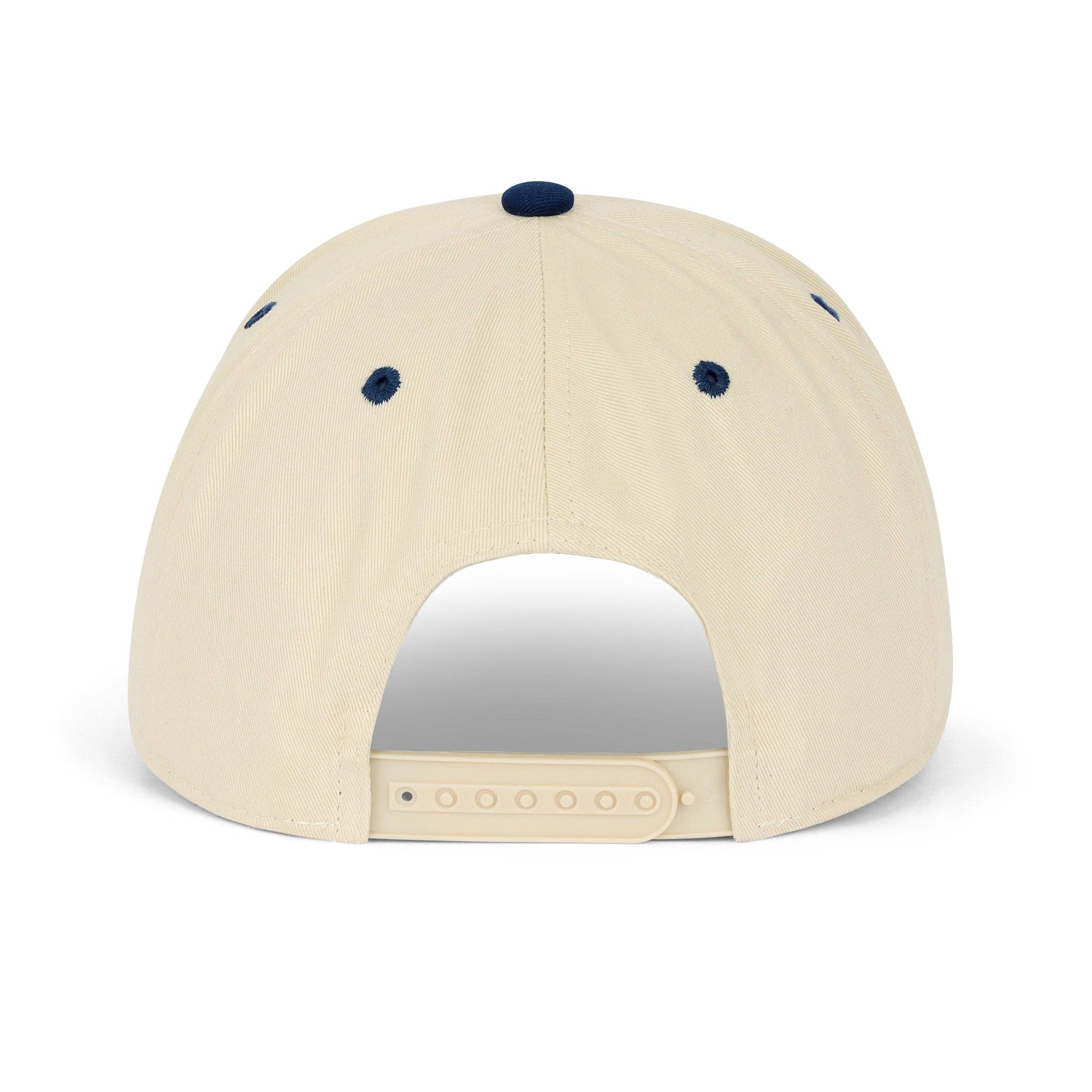 USA Patriotic Snapback Hat - Cream Navy Embroidered | Dad Brand