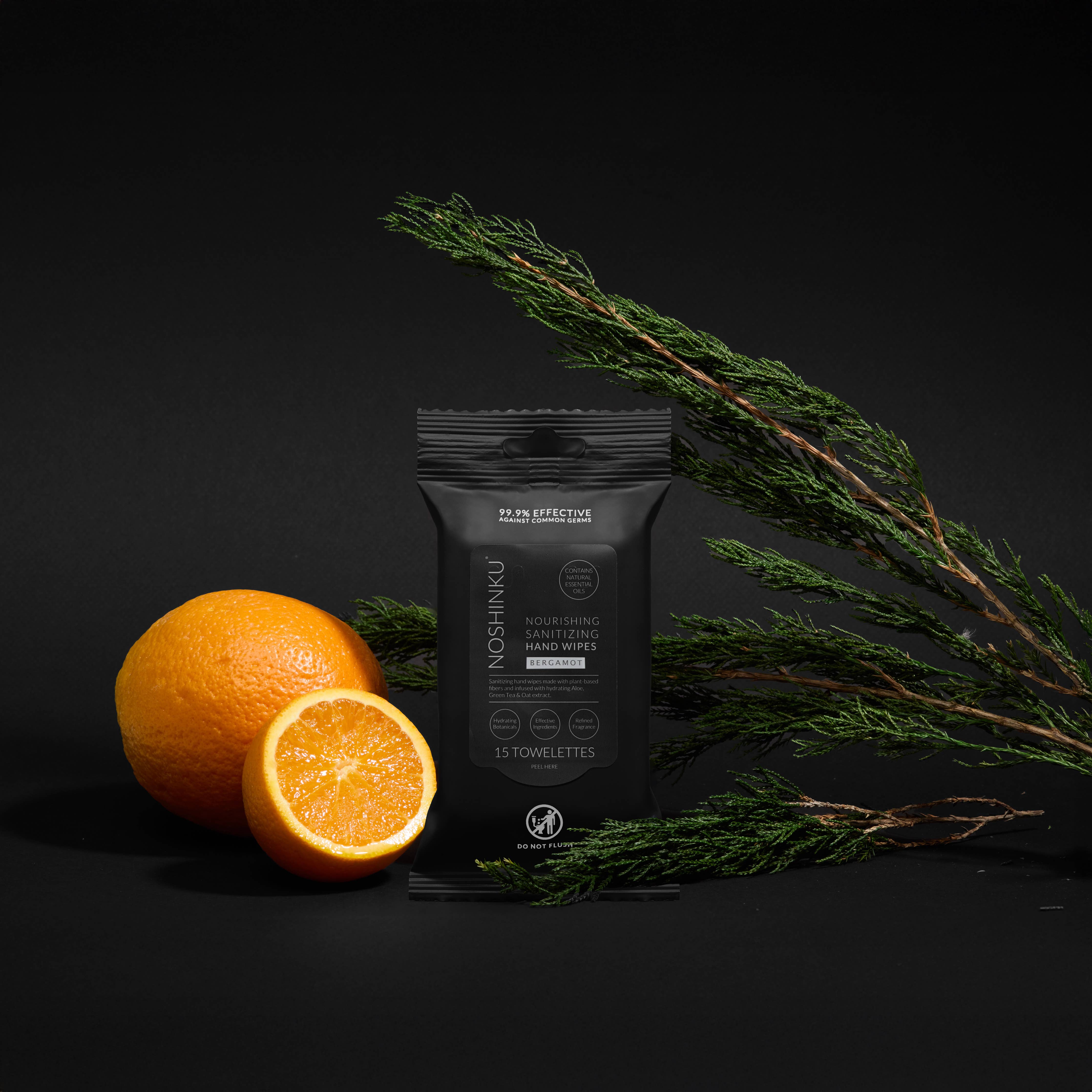 Bergamot Nourishing Hand Sanitizing Travel Wipes | Noshinku