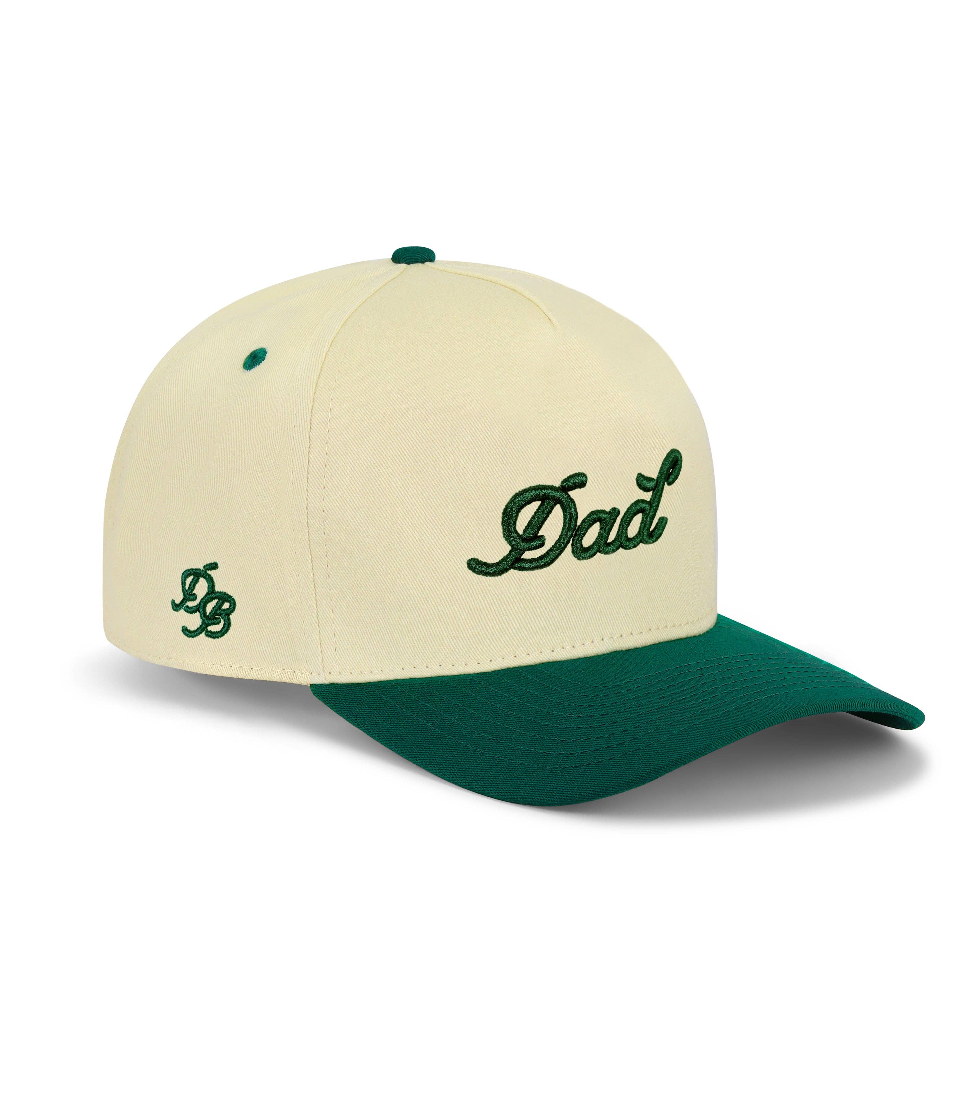 Dad 3D Puff Snapback - Cream Forest Green | Dad Brand