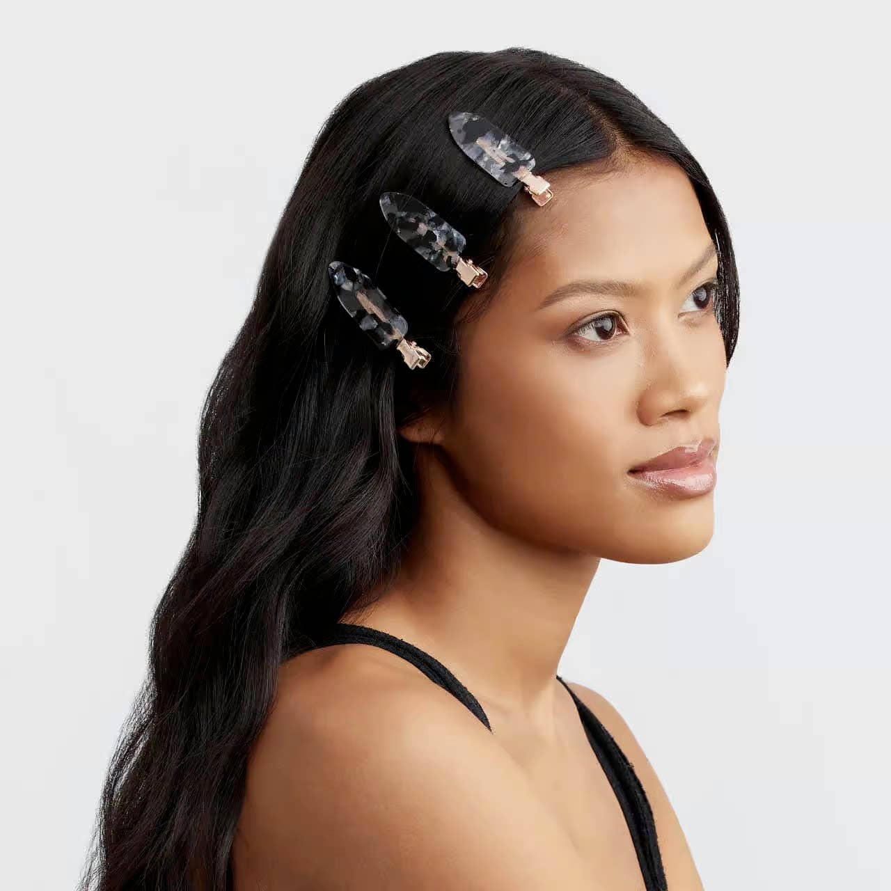 Eco-Friendly Creaseless Clips 4pc Set - Black Terrazzo | Kitsch