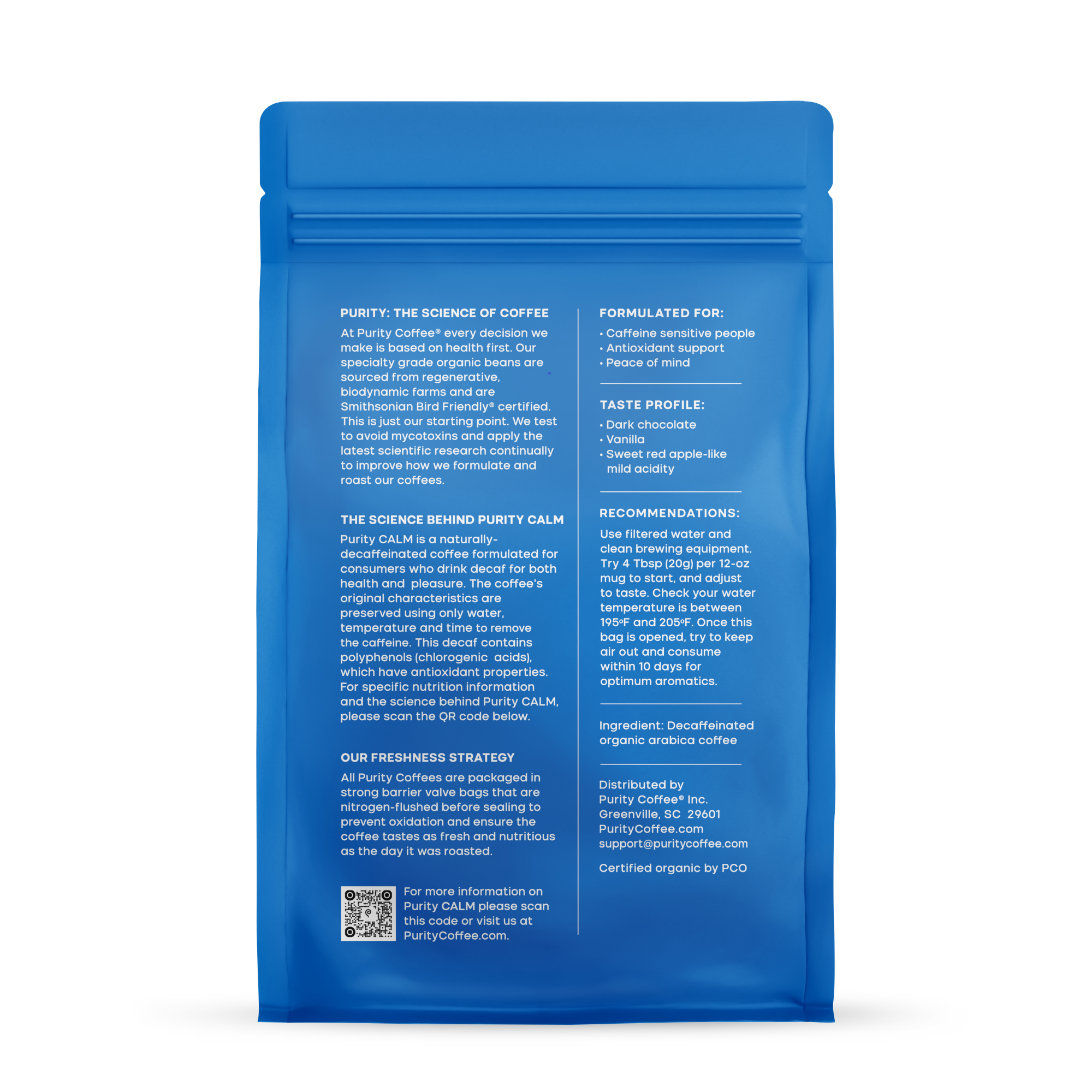 CALM: Decaf *Ground* Coffee | Purity Coffee