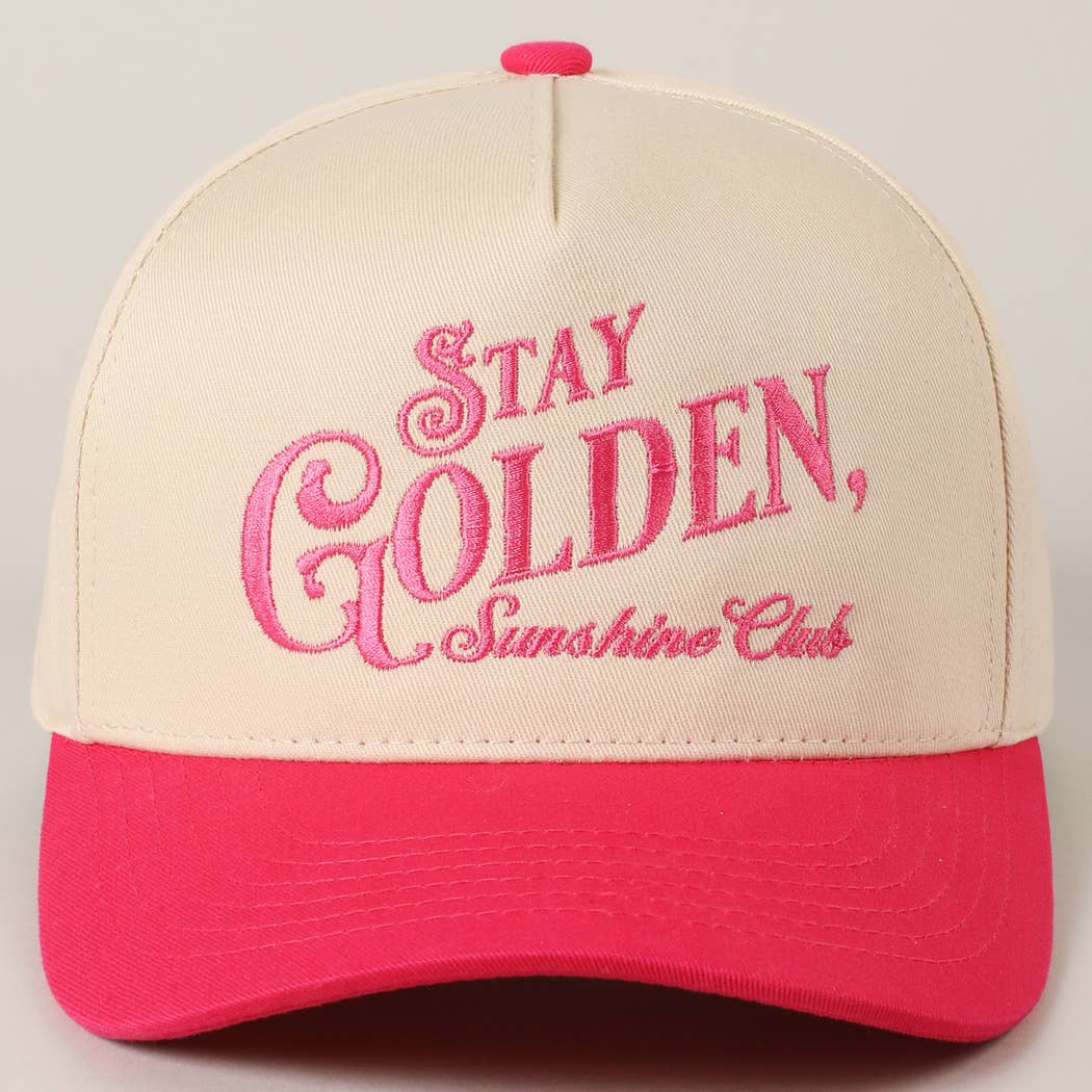 Stay Golden Sunshine Club Embroidery Trucker Hat | Fashion City