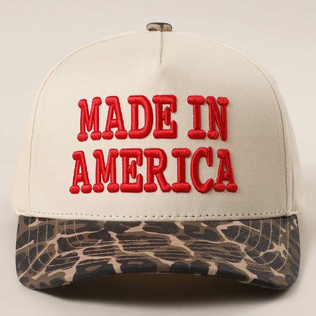 MADE IN AMERICA 3D Embroidered Two-Tone Leopard Brim Trucker | Fashion City