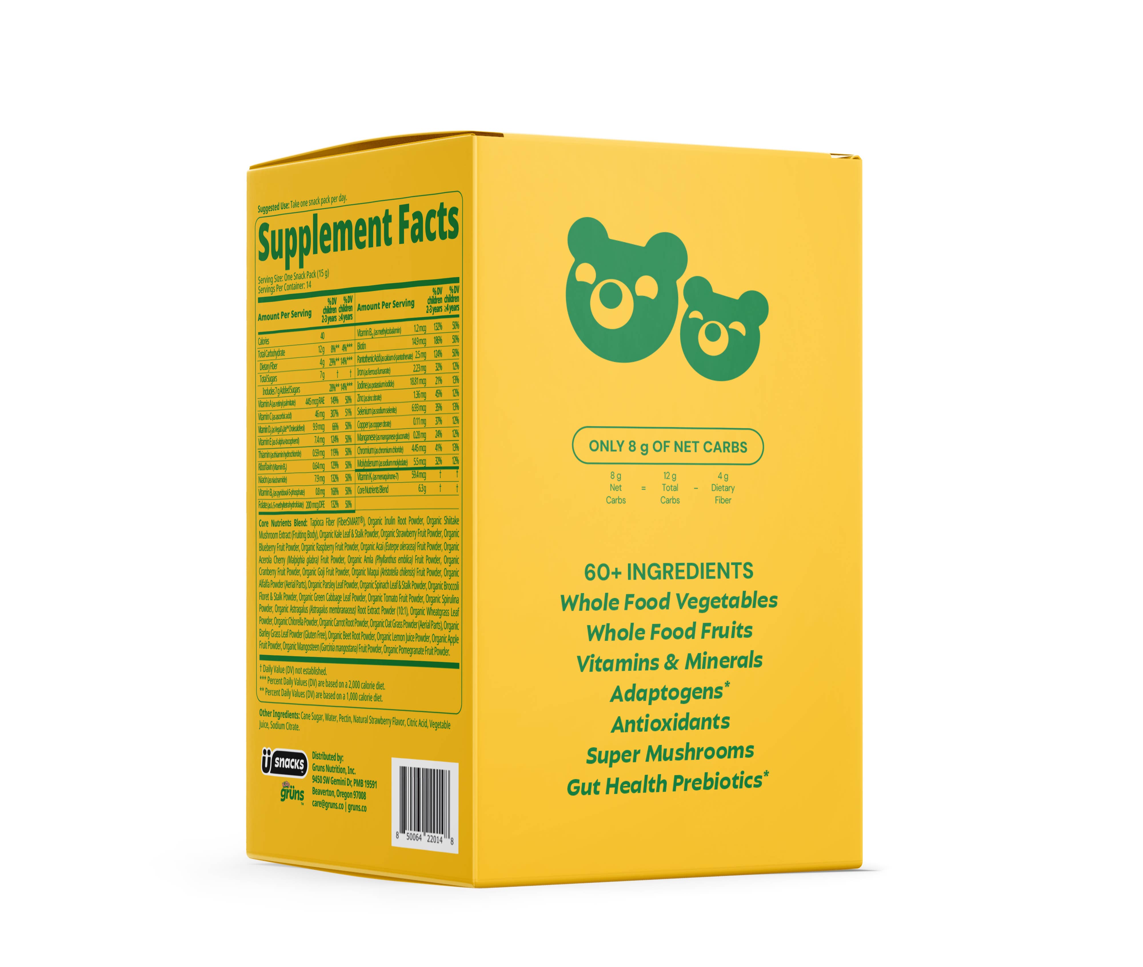 Kids Sugar Free Superfood Greens Gummies, 14 Servings | Gruns