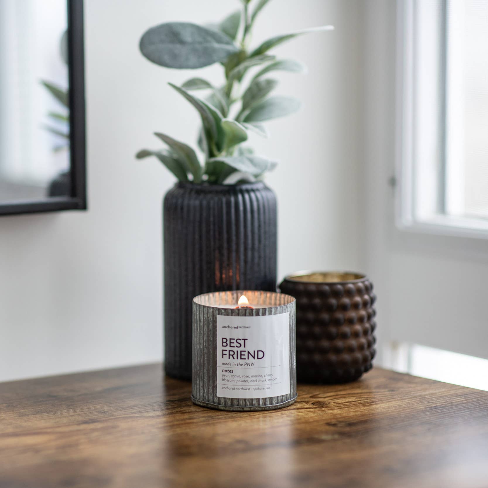Boyfriend Valentine's Day Rustic Vintage Wood Wick Candle | Anchored Northwest