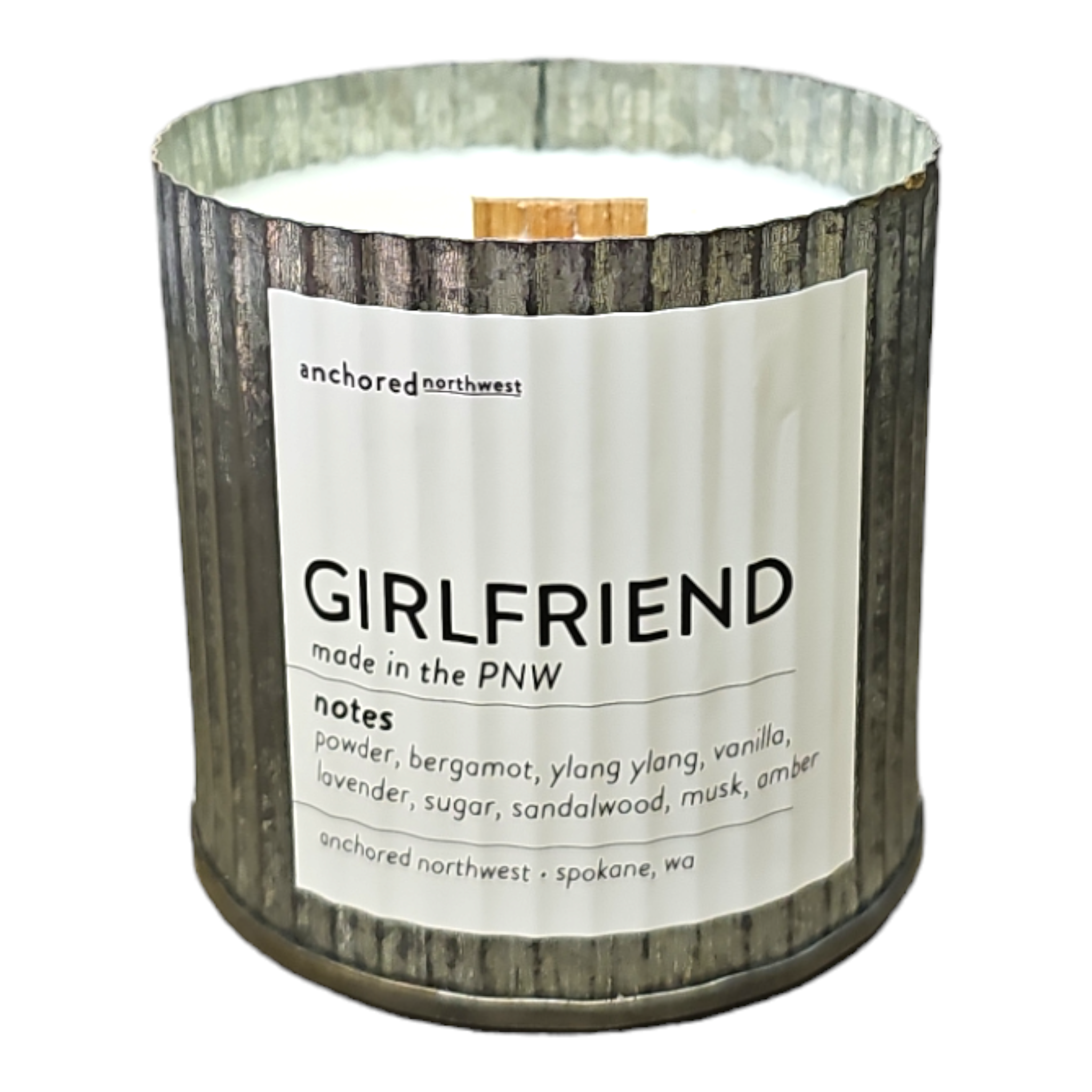 Girlfriend Rustic Vintage Farmhouse Wood Wick Candle | Anchored Northwest