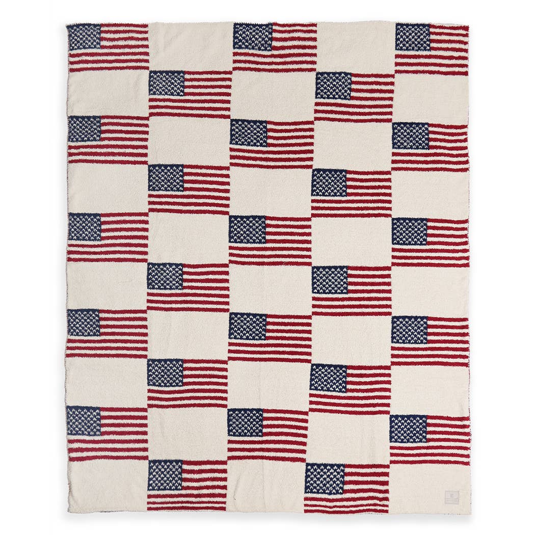 Repeating US Flag Pattern Print Soft Throw Blanket | Fashion City