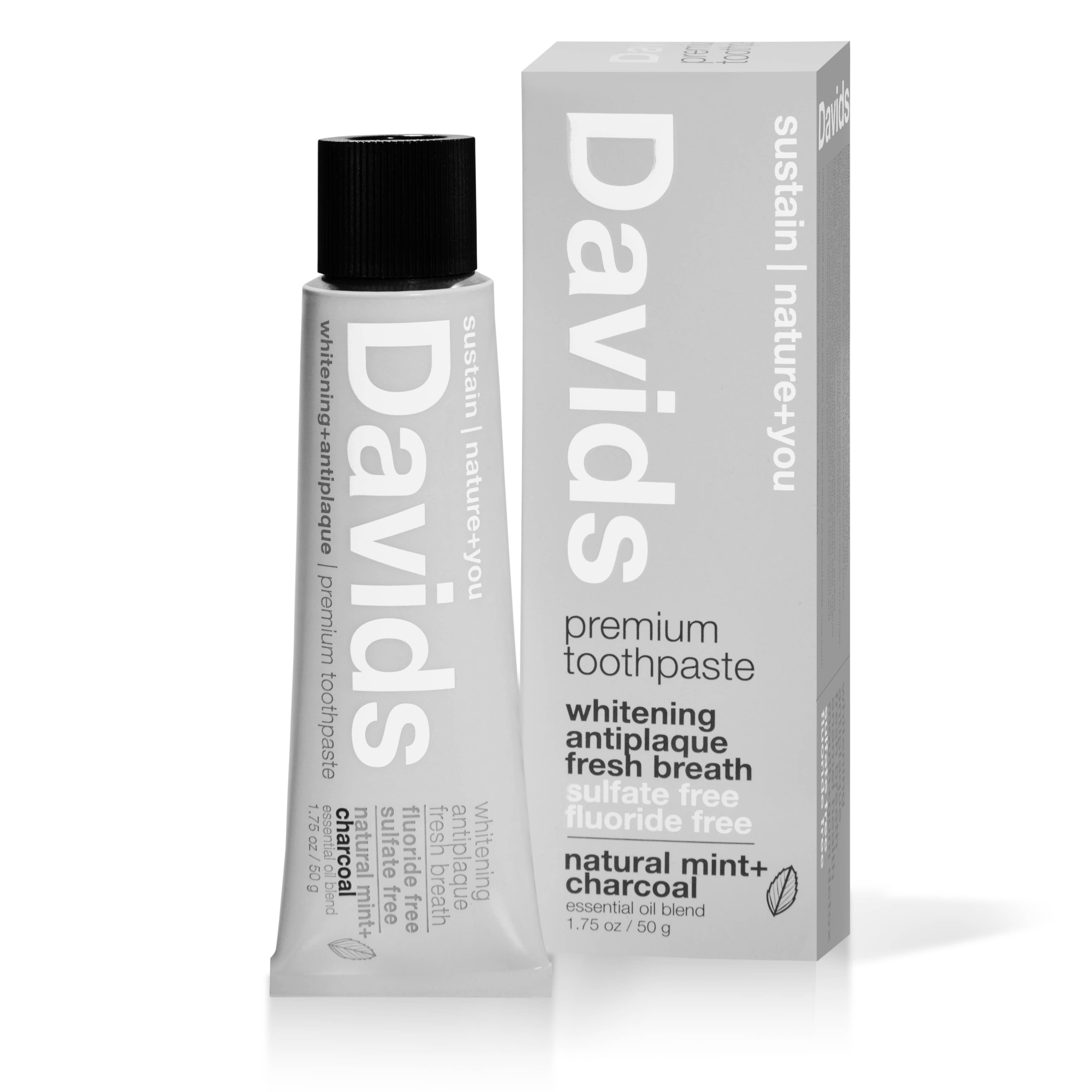 Davids Travel Size Premium Toothpaste Charcoal+Peppermint | Davids