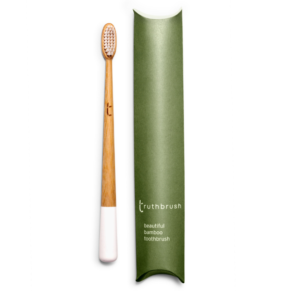 Cloud White Truthbrush with Medium Castor Oil Bristles | Toothbrush LLC