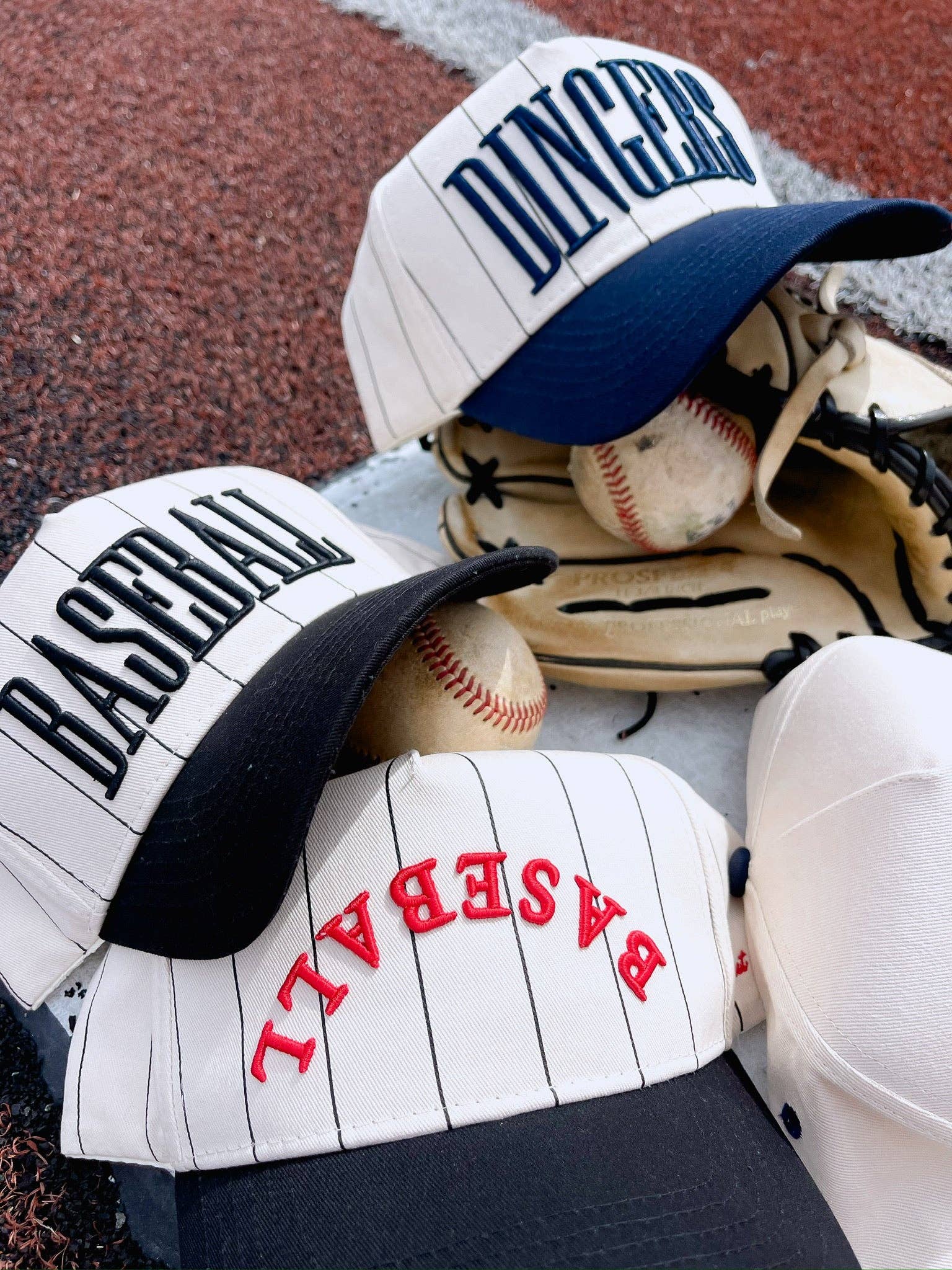 BASEBALL - Red on Black Stripe Vintage Hat | Kenzkustomz