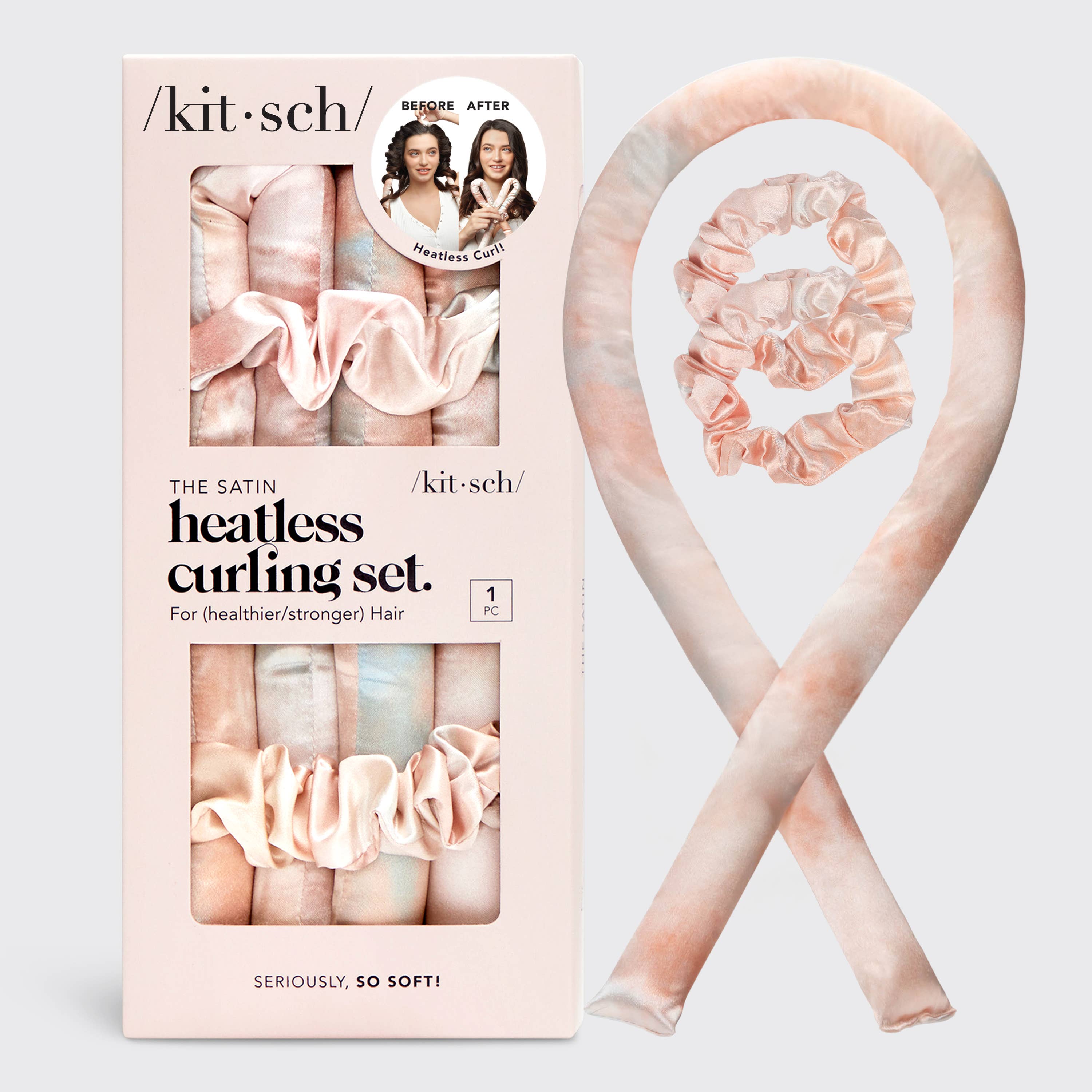 Satin Heatless Curling Set - Sunset Tie Dye | Kitsch