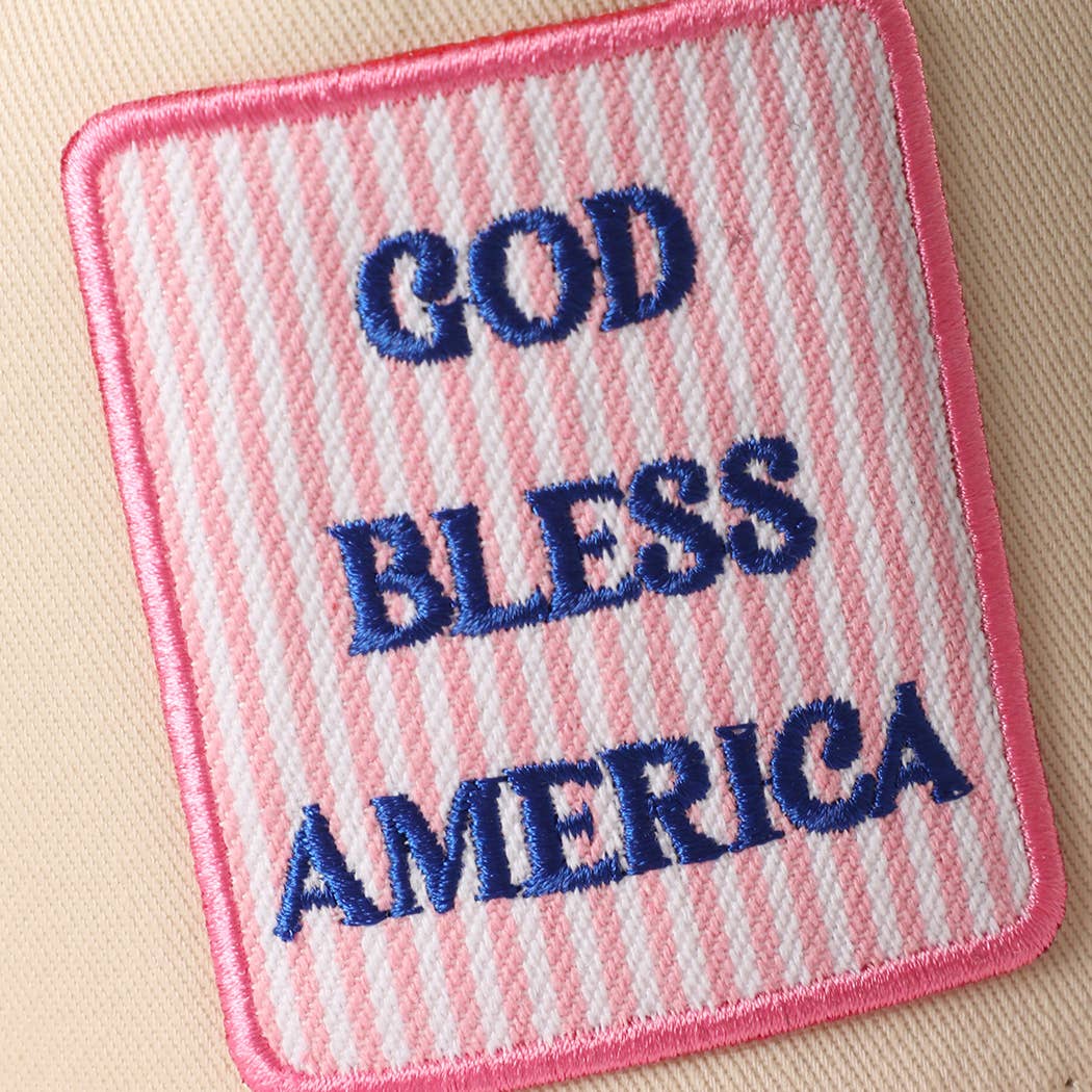 GOD BLESS AMERICA Embroidered Patch Two Tone Trucker Hat | Fashion City