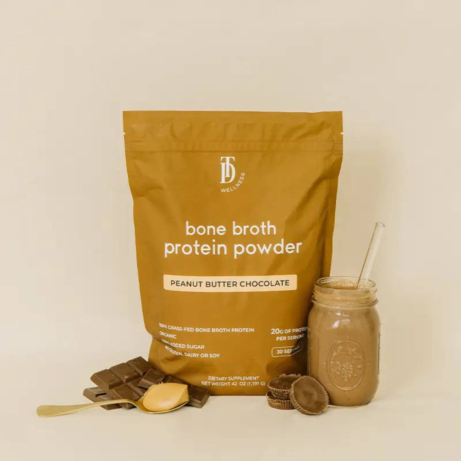 Peanut Butter Chocolate Bone Broth Protein | Taylor Dukes Wellness